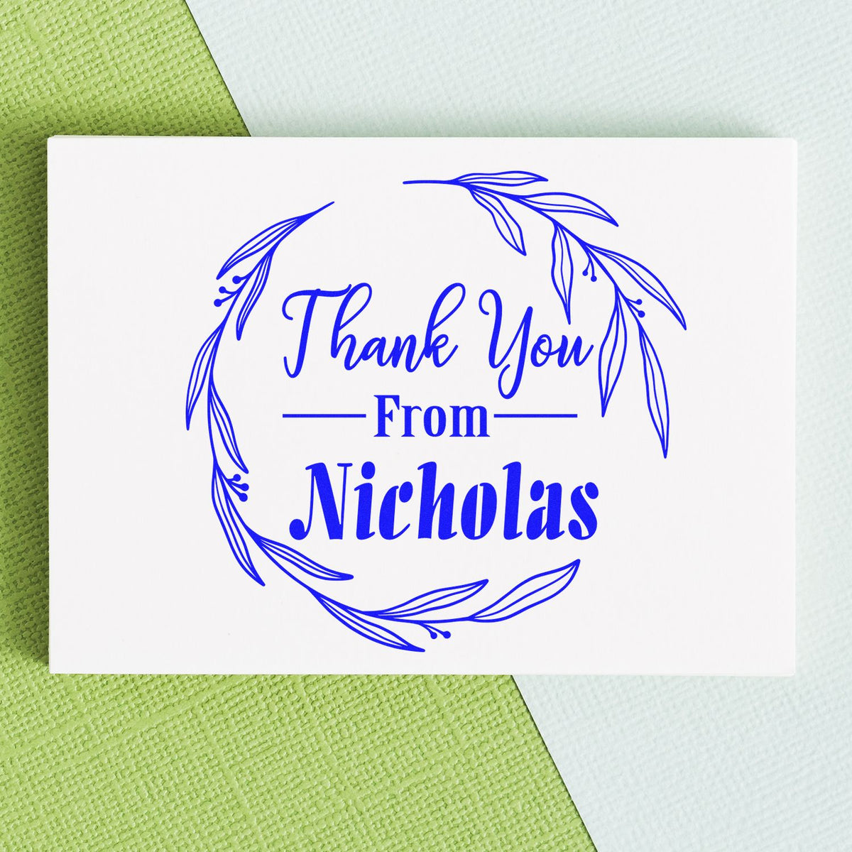 Elegant round thank you stamp by ESS featuring hand-drawn gratitude design, used for personalized thank you notes.