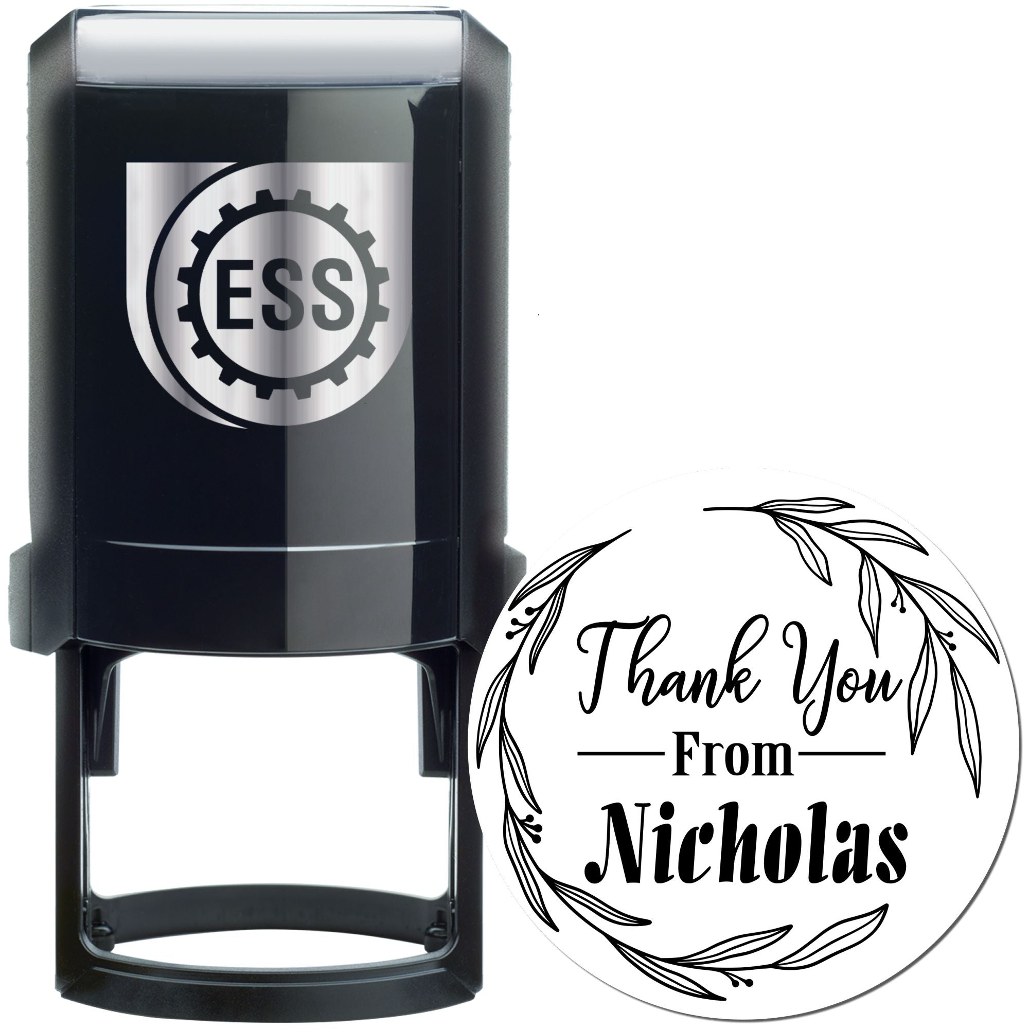 Hand Drawn Elegant Gratitude Round Self-Inking Customized Thanks Stamp - Engineer Seal Stamps