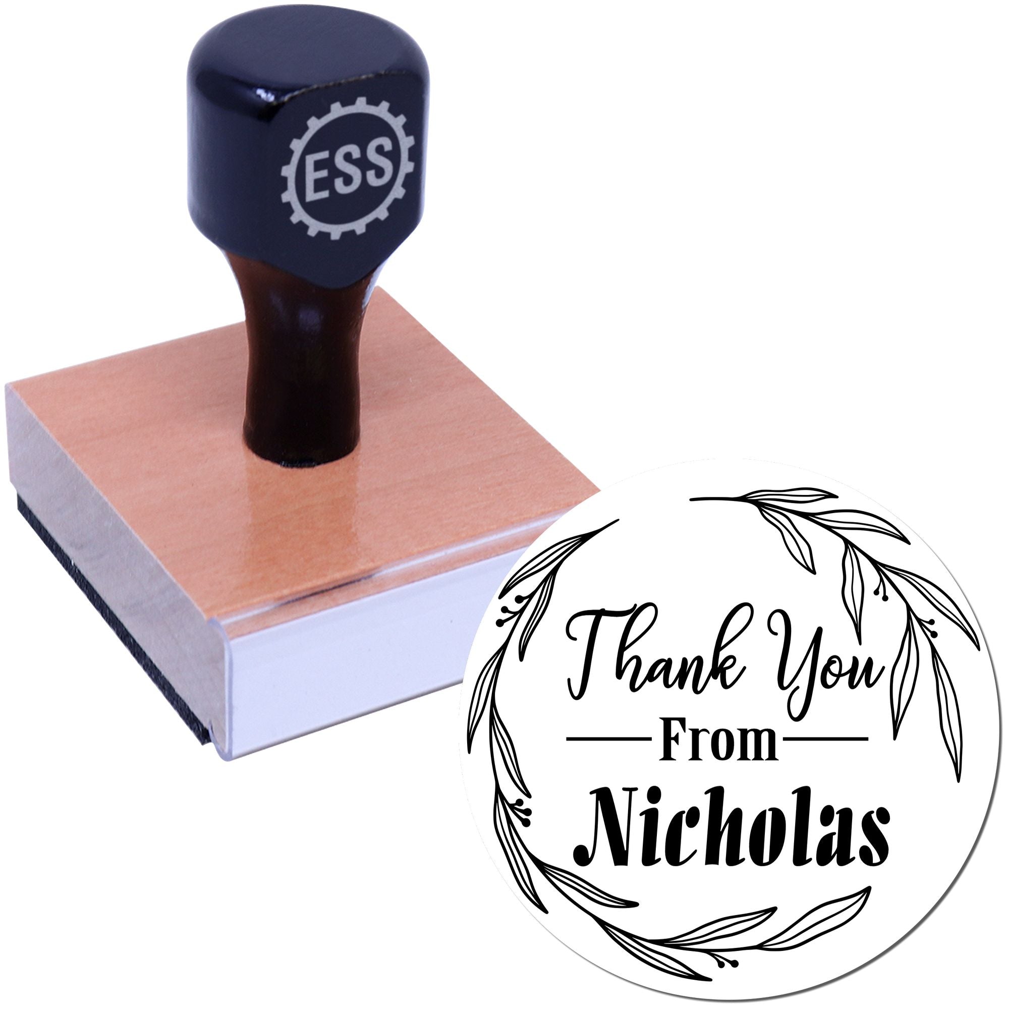 Round Hand Drawn Elegant Gratitude Customized Thanks Stamper