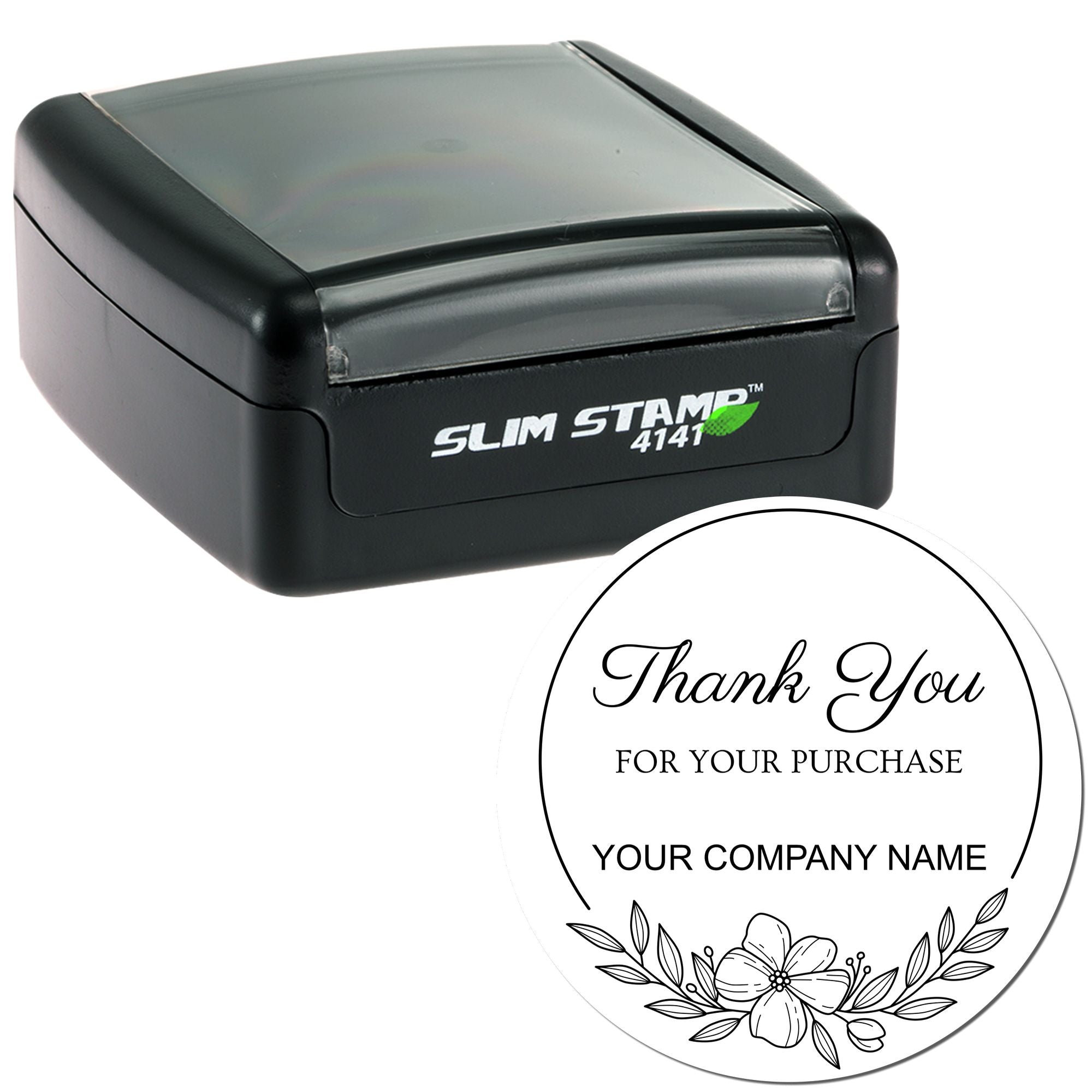 Portable Pre-Inked Elegant Gratitude Blossom Customized Thanks Wood Stamp - Engineer Seal Stamps