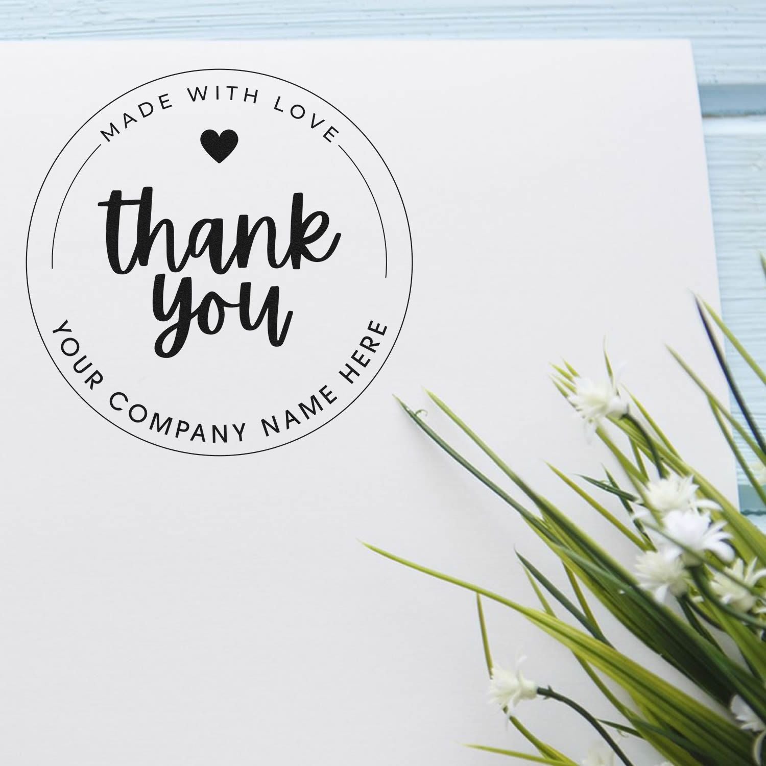Bold Heartfelt Gratitude Round Self-Inking Personalized Thank You Rubber Stamp - Engineer Seal Stamps