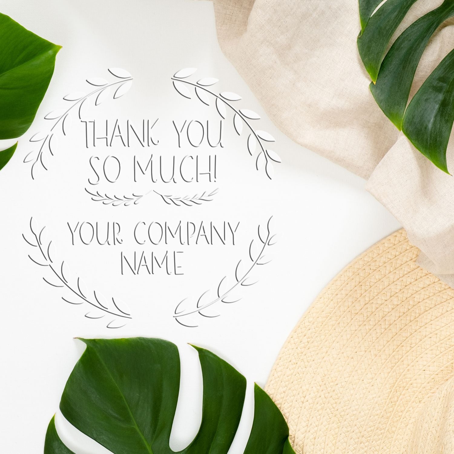 Soft Playful Grateful Elegance Personalized Thanks Embossing Stamp - Engineer Seal Stamps