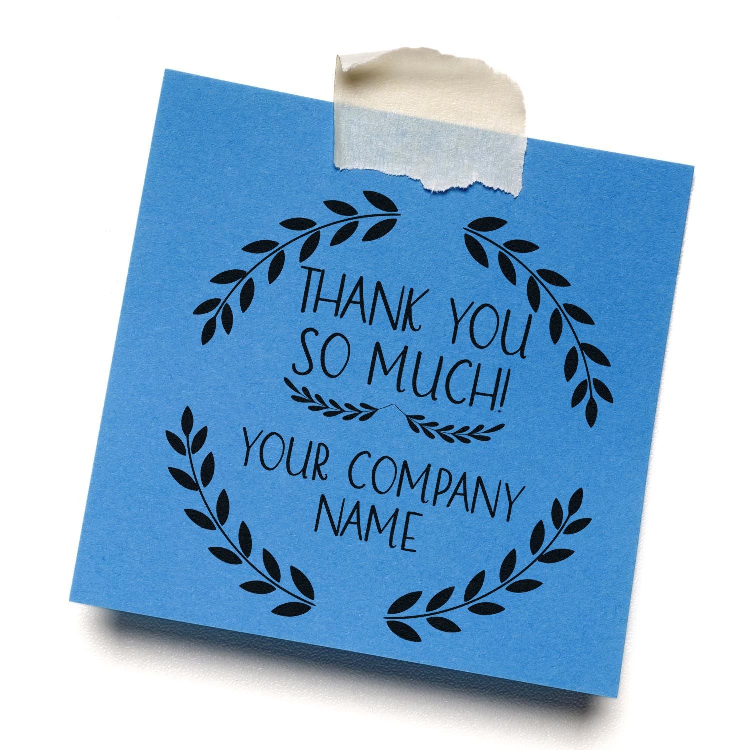 Round Playful Grateful Elegance Personalized Thanks Rubber Stamp