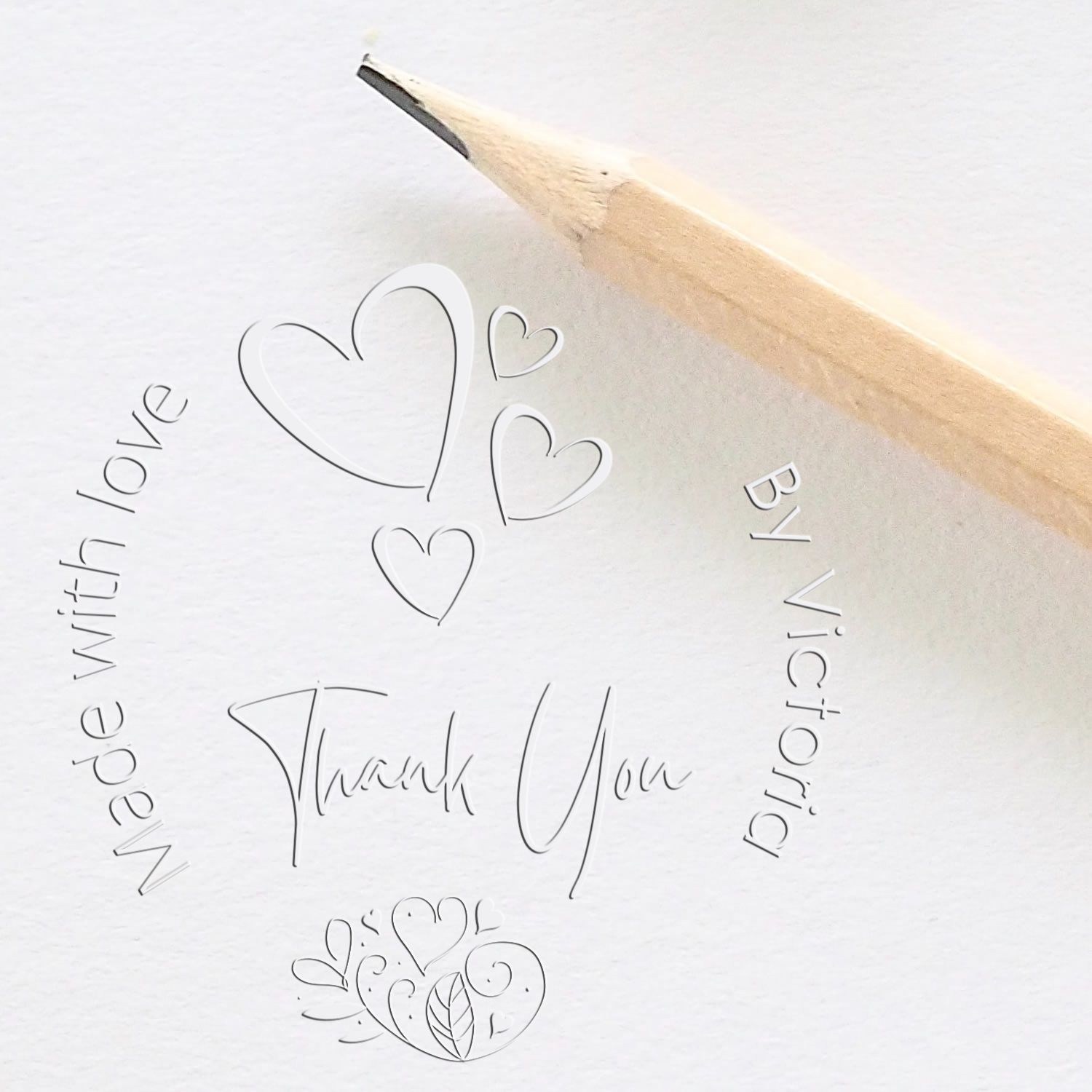 Soft Heartfelt Gratitude by Victoria Personalized Thanks Stamp Embosser