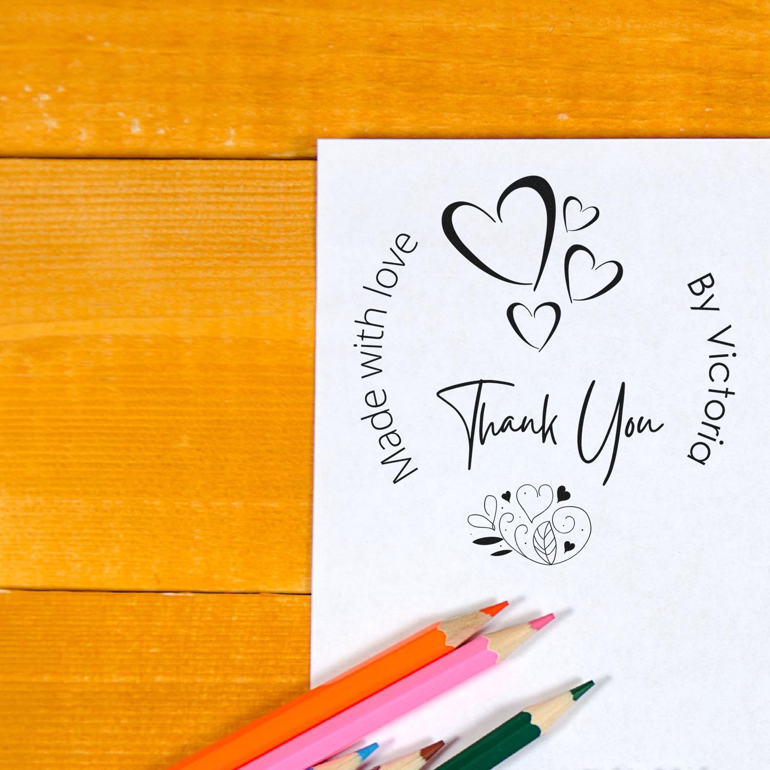 Portable Pre-Inked Heartfelt Gratitude by Victoria Personalized Thanks Wood Stamp - Engineer Seal Stamps