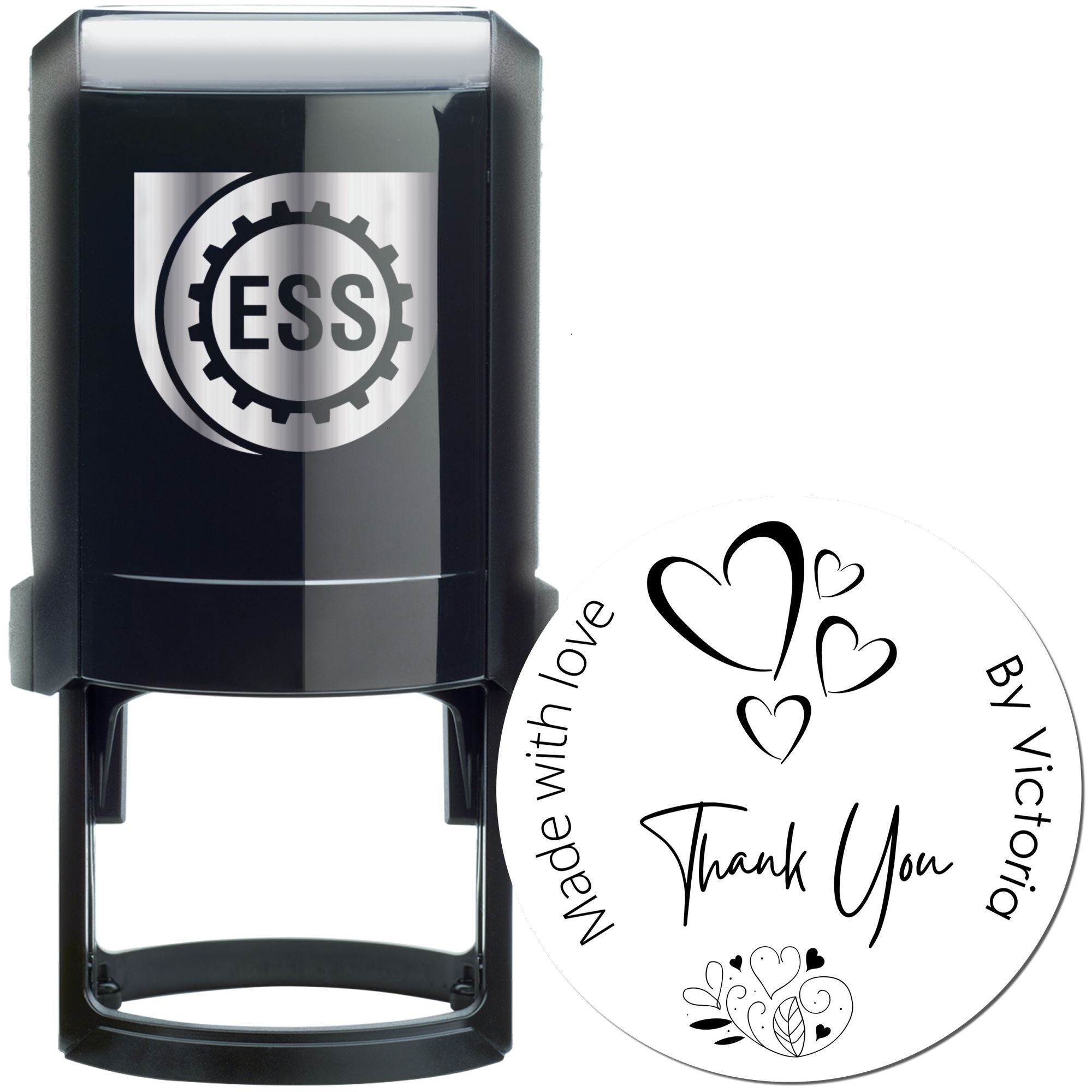 Heartfelt Gratitude by Victoria Round Self-Inking Personalized Thank You Stamper - Engineer Seal Stamps
