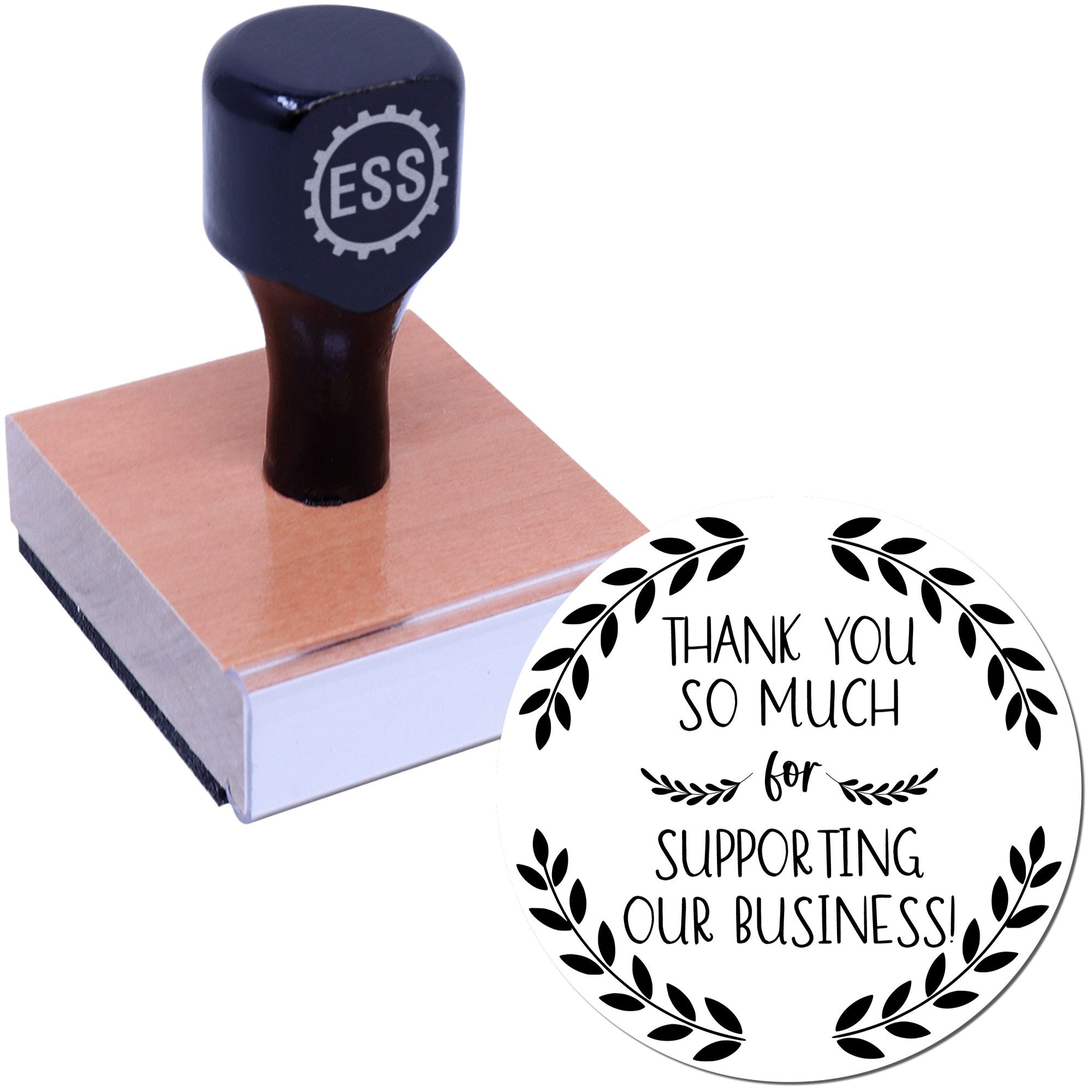 Round Grateful Business Laurel Business Custom Thank You Stamp
