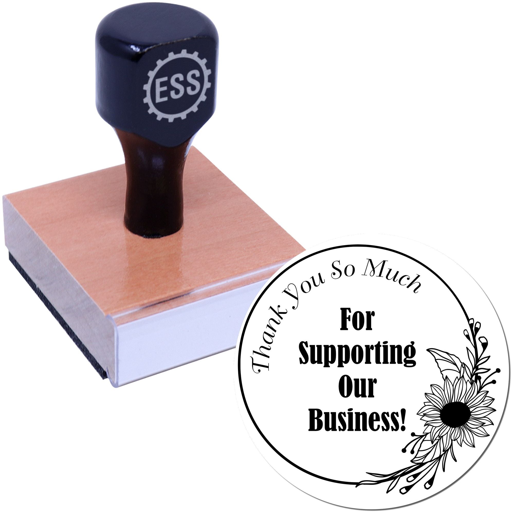 Round Grateful Sunflower Seal Business Custom Thank You Stamper