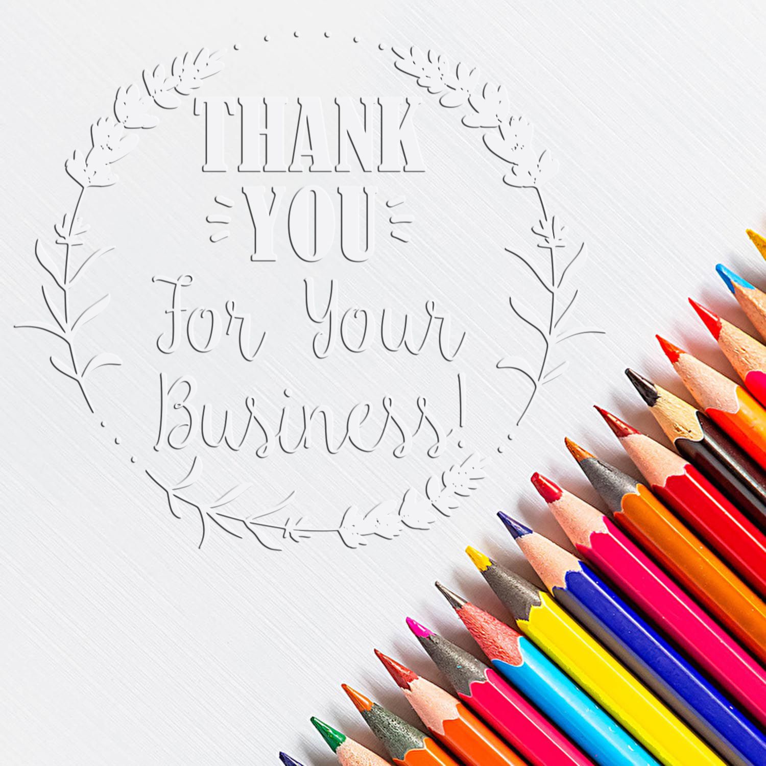 Soft Grateful Blooms Business Personalized Thank You Embossed Seal - Engineer Seal Stamps