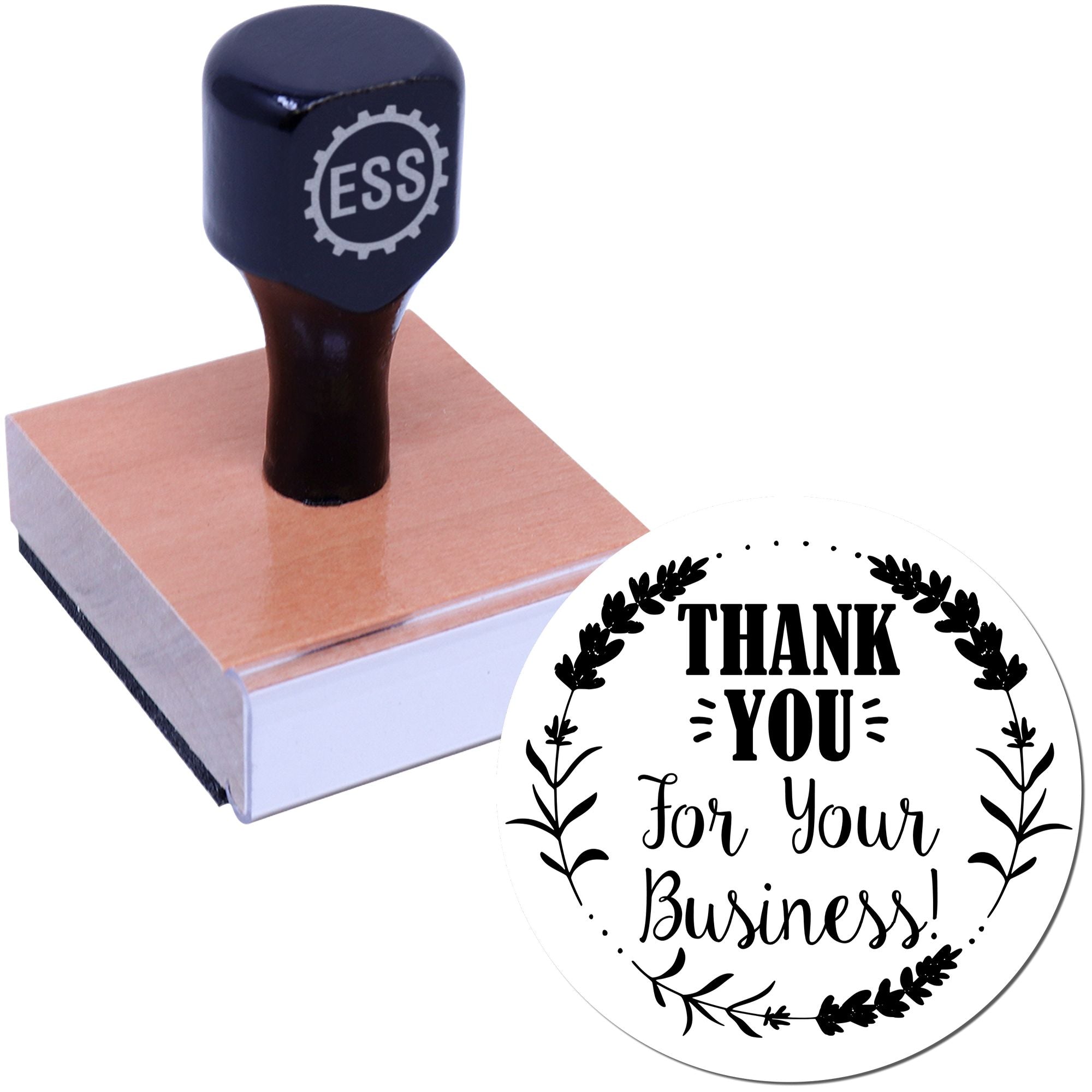 Round Grateful Blooms Business Business Custom Thank You Rubber Stamp