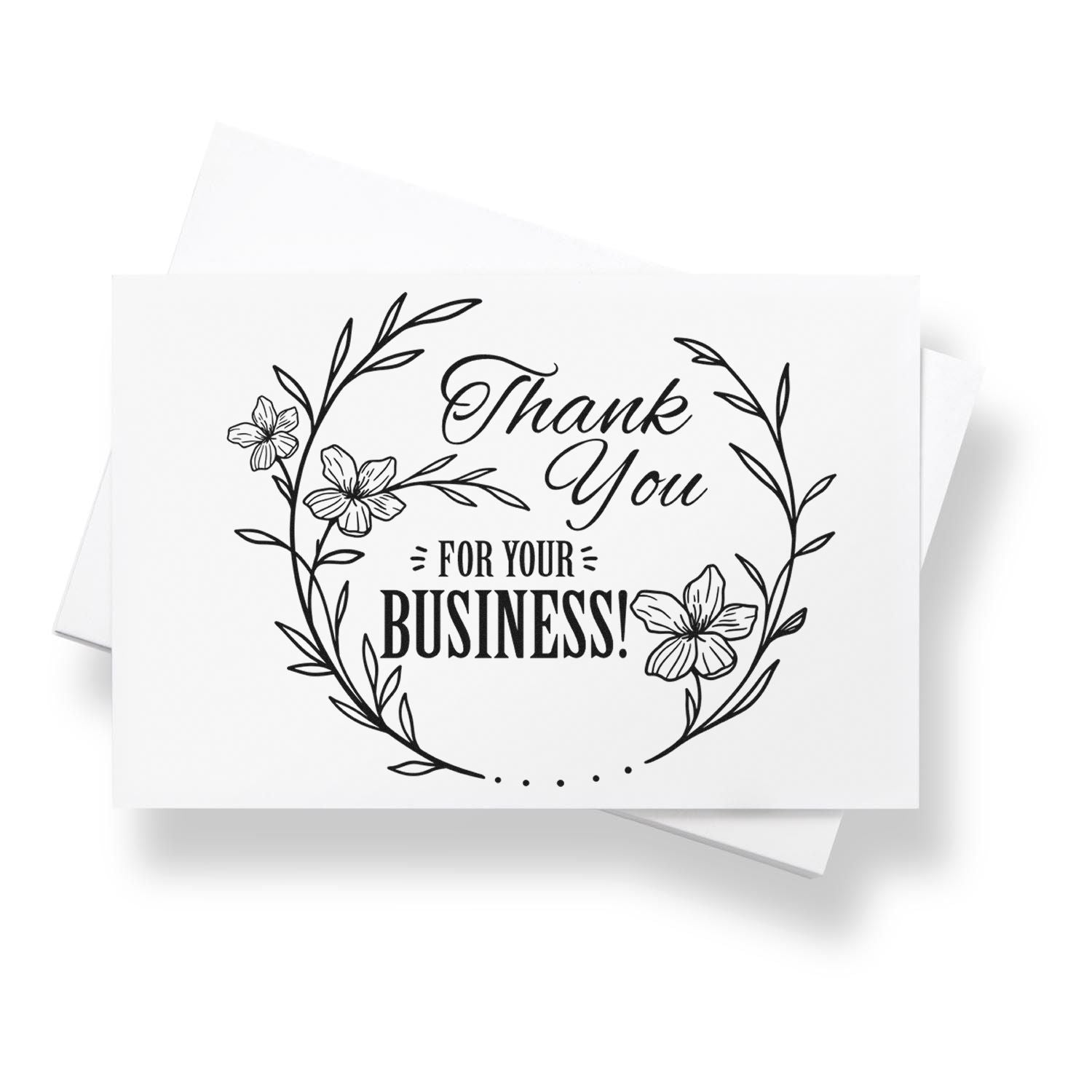 Round Floral Gratitude Business Custom Thank You Wood Stamp
