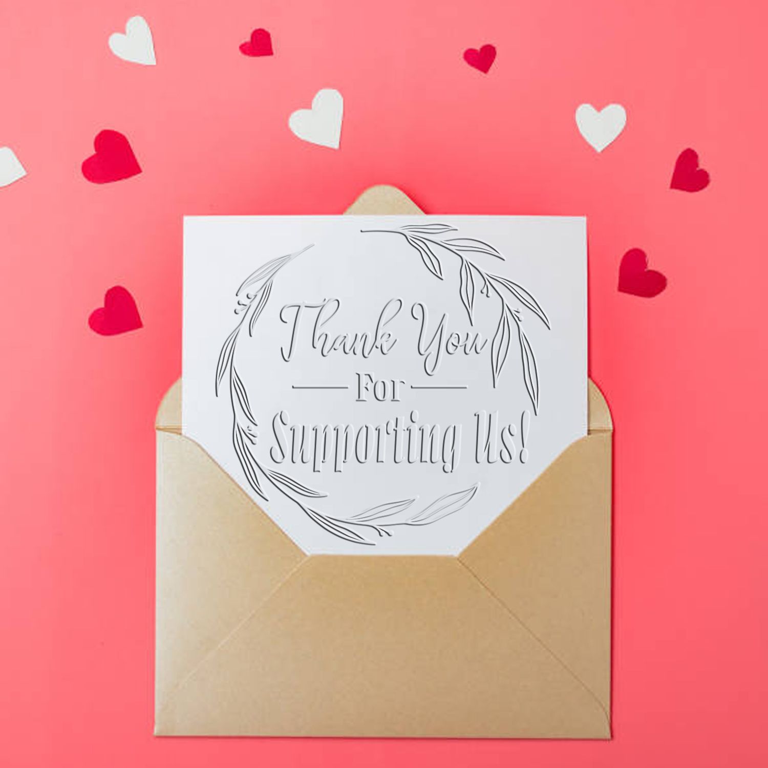 Soft Botanical Theme Elegance Personalized Thank You Embossing Stamp