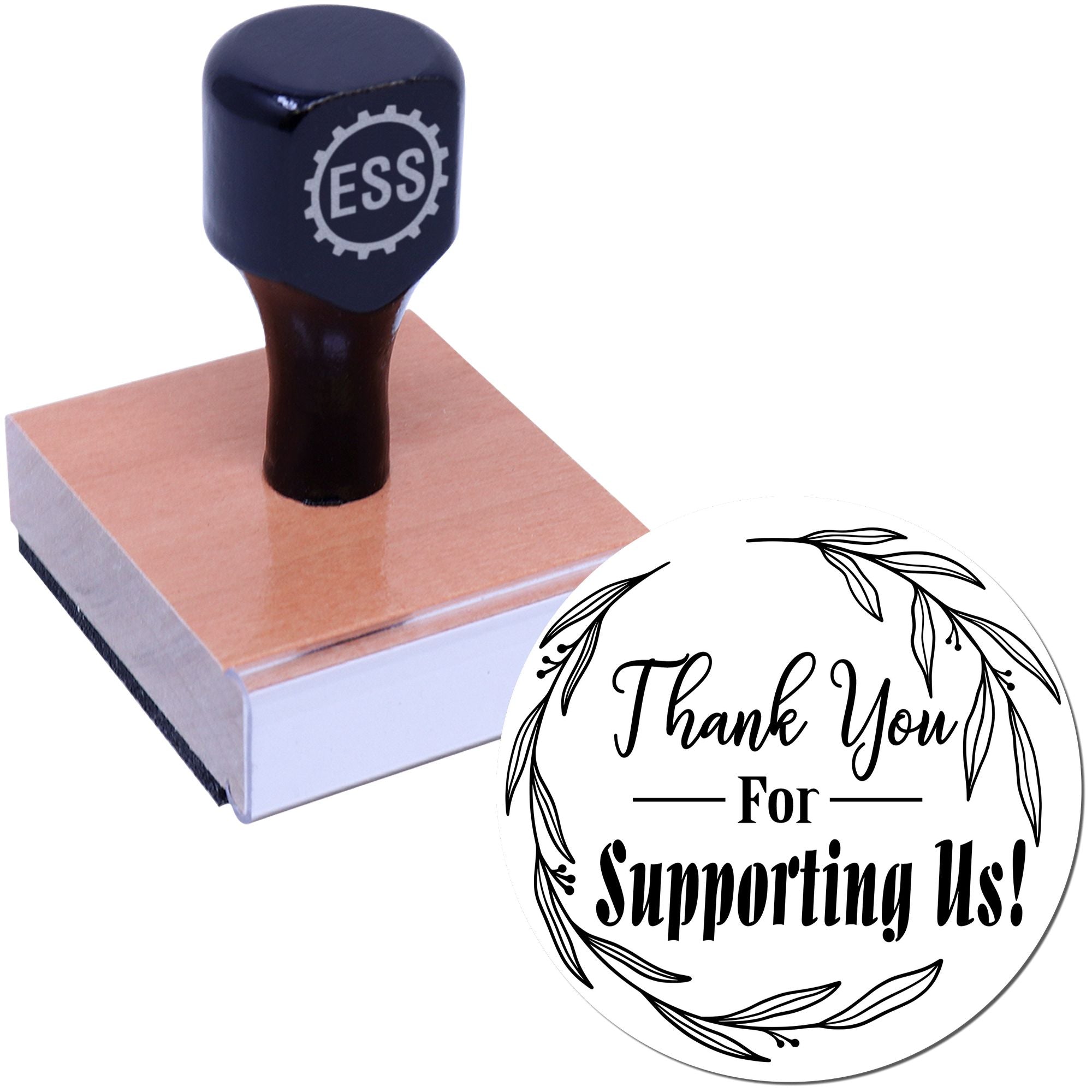 Round Botanical Theme Elegance Business Custom Thanks Stamp