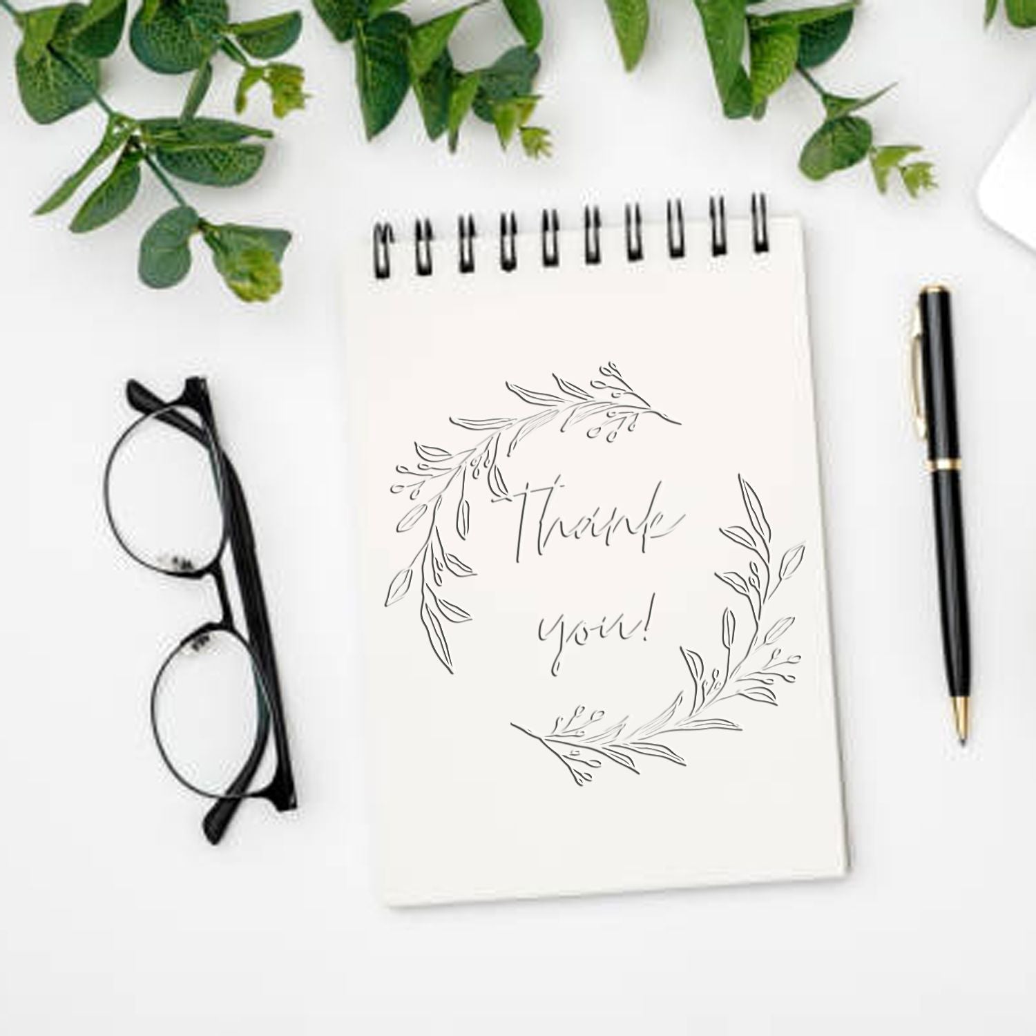 Soft Cursive Elegant Gratitude Personalized Thank You Stamp Embosser