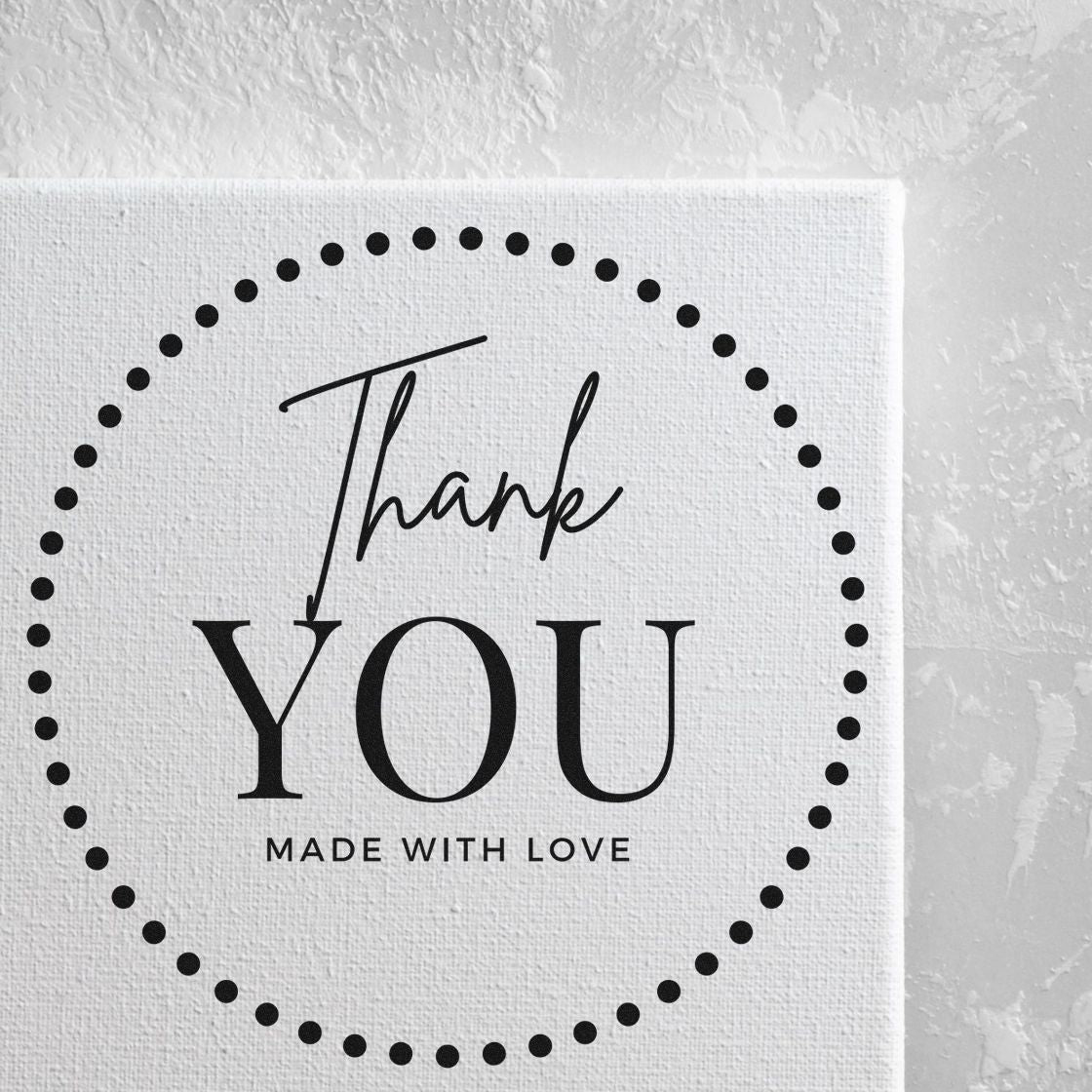 Round Grateful Elegance Business Custom Thanks Rubber Stamp