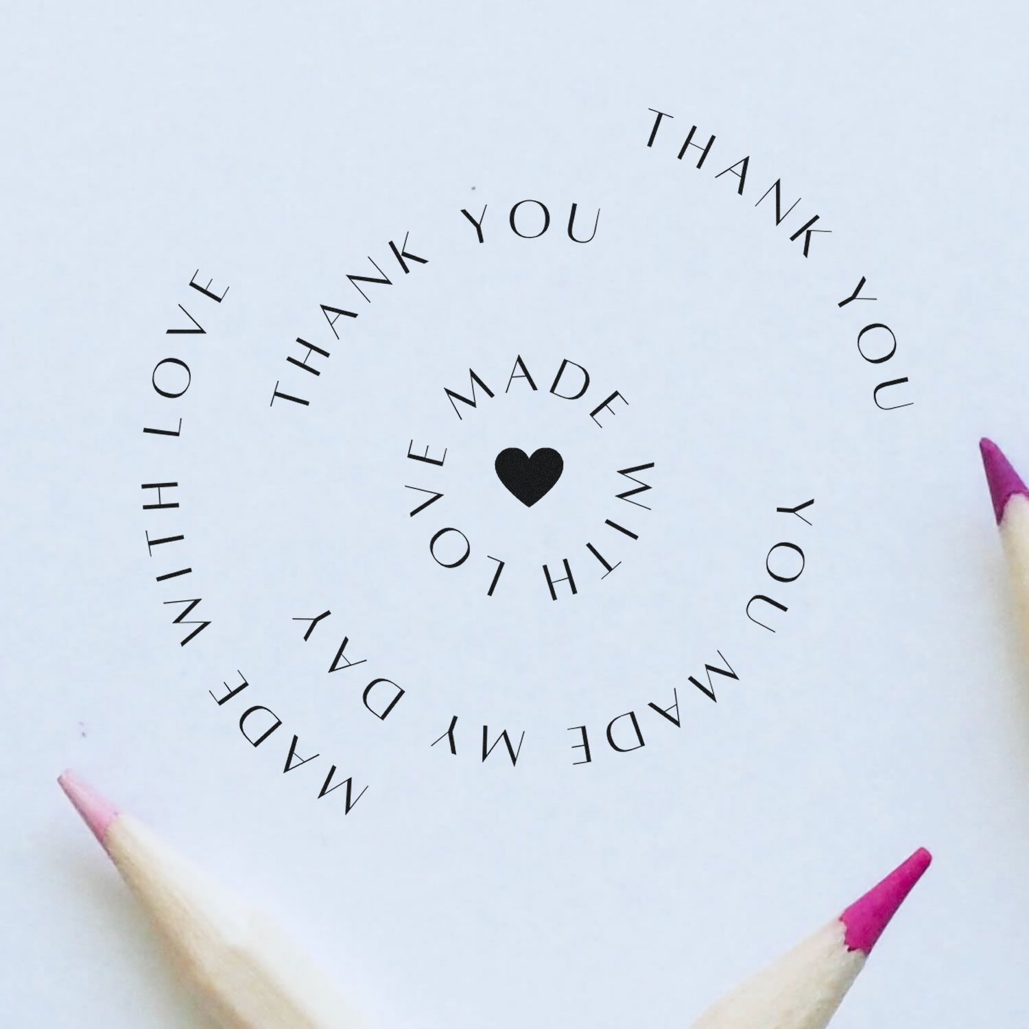 Round Heartfelt Gratitude Spiral Business Custom Thanks Wood Stamp