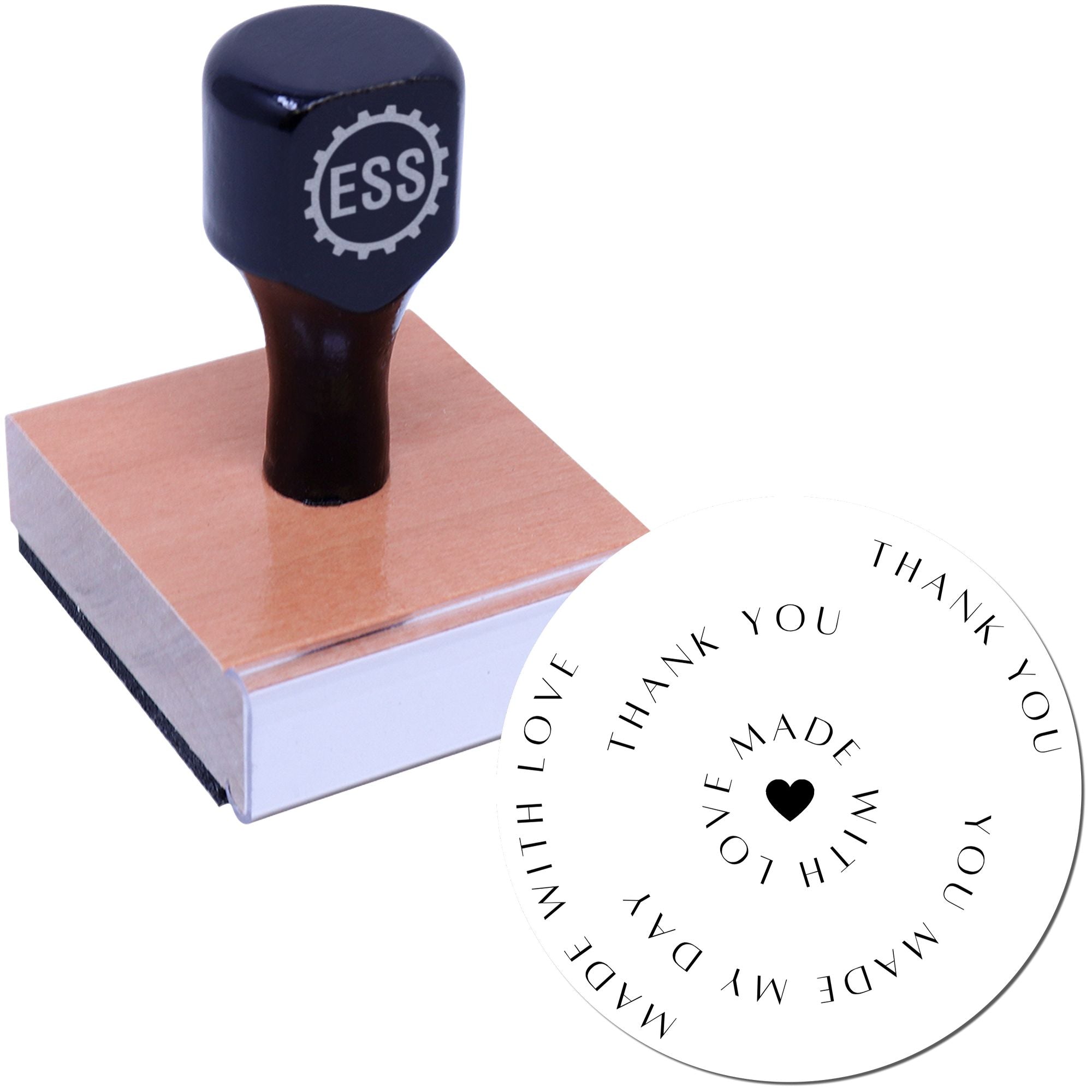 Round Heartfelt Gratitude Spiral Business Custom Thanks Wood Stamp