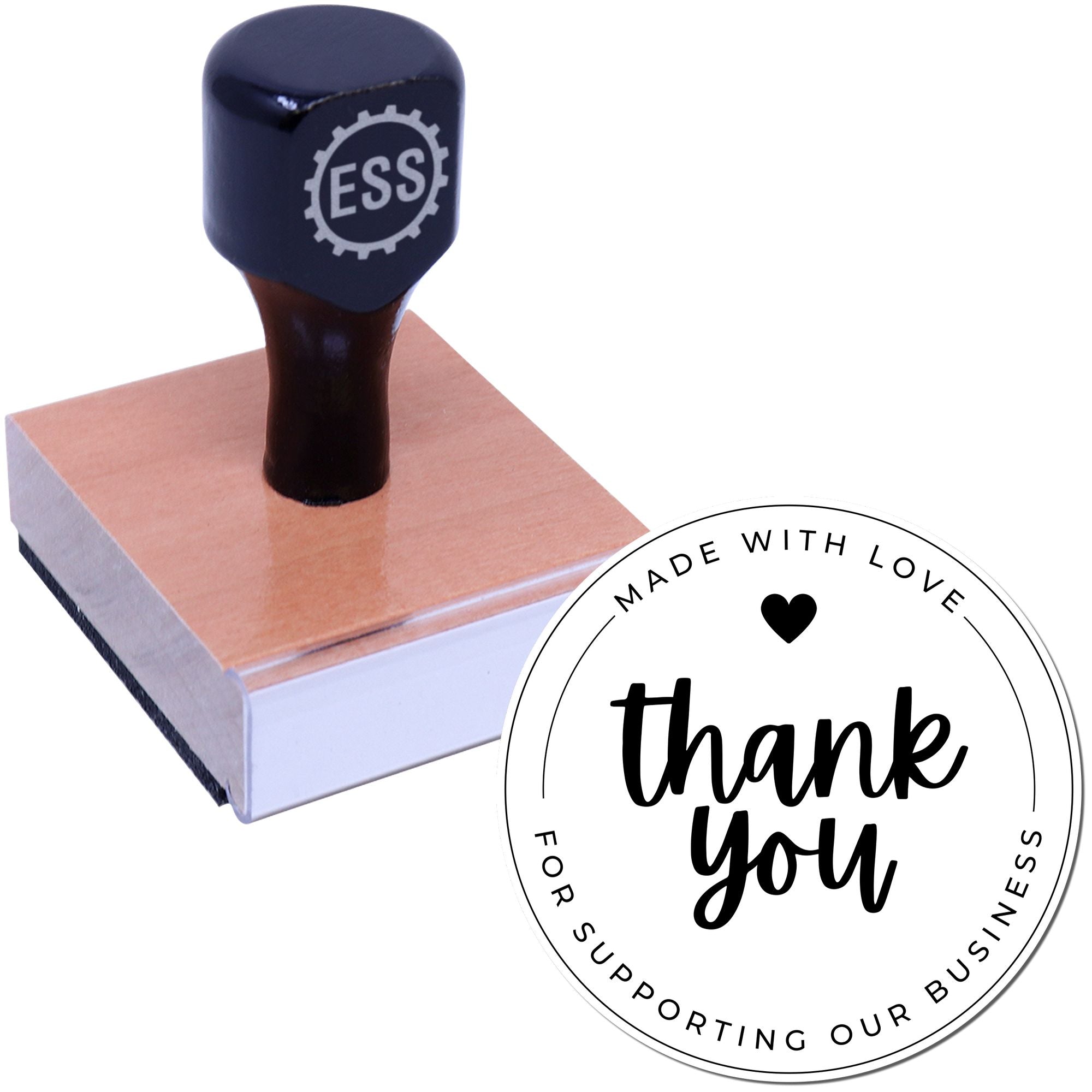 Round Heartfelt Gratitude Business Customized Thank You Rubber Stamp