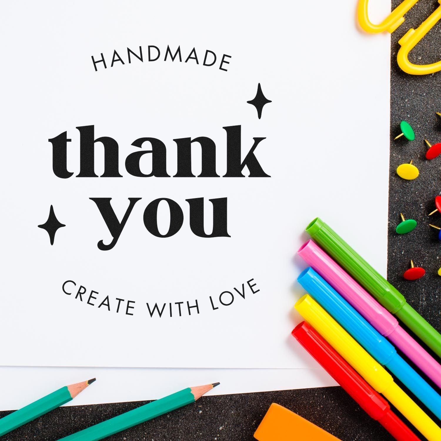 Round Handmade Gratitude Business Customized Thank You Wood Stamp
