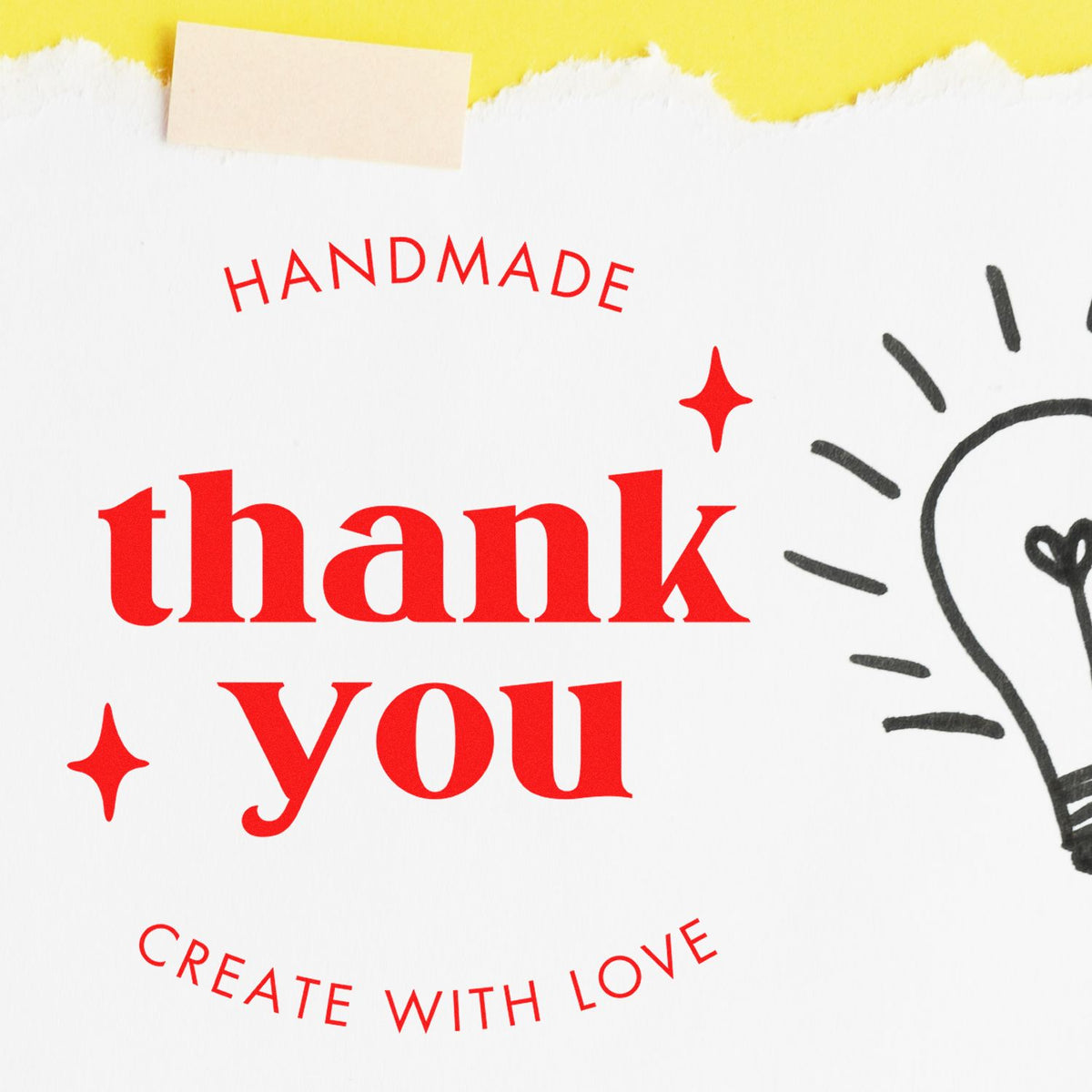 Round handmade gratitude thank you wood stamp by ESS in use, featuring customized thank you message on natural wood handle.