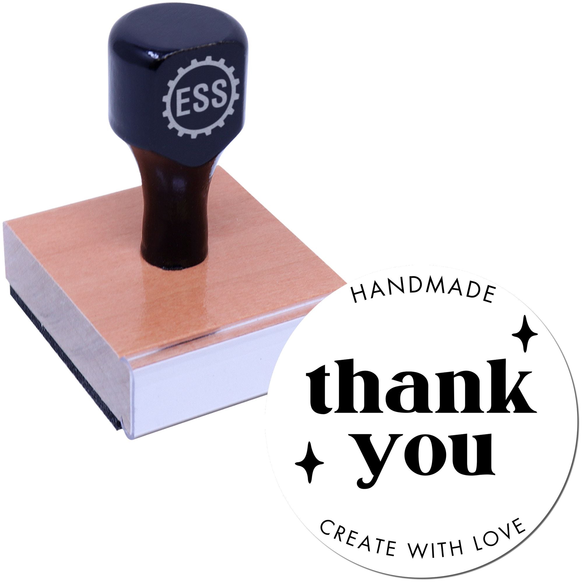 Round Handmade Gratitude Business Customized Thank You Wood Stamp