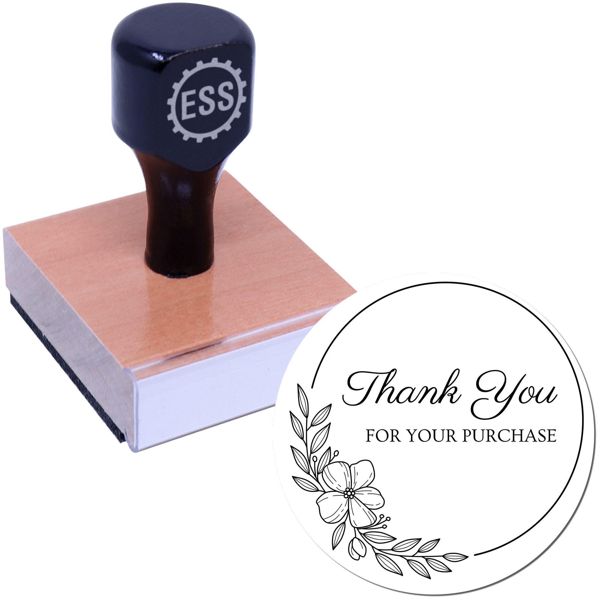 Round Elegant Floral Gratitude Customized Thanks Stamp - Engineer Seal Stamps
