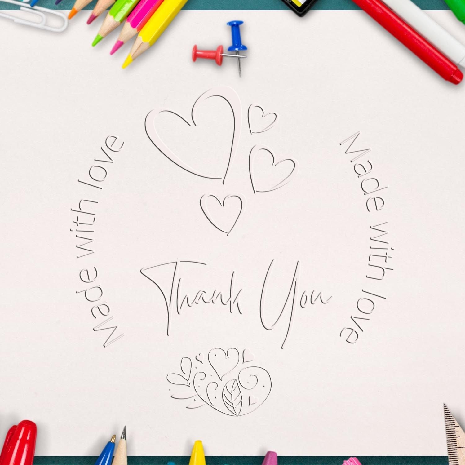 Soft Heartfelt Gratitude Custom-Made Thank You Seal Embosser - Engineer Seal Stamps