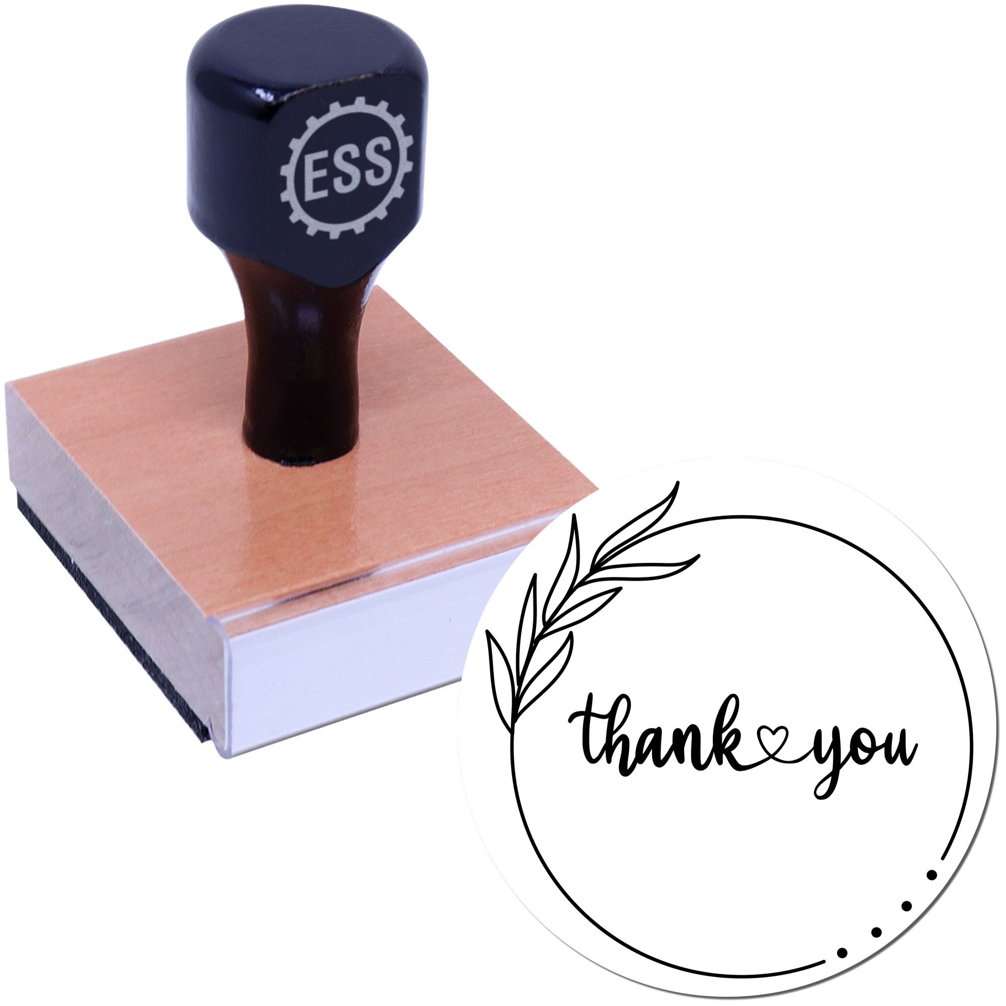 Round Elegant Gratitude Customized Thanks Wood Stamp - Engineer Seal Stamps