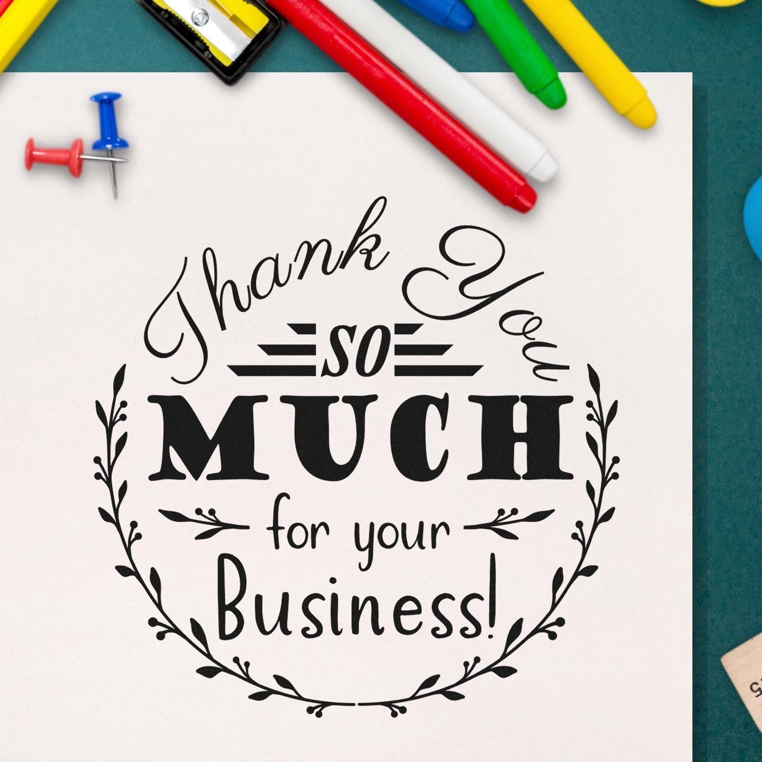 Round Grateful Business Personalized Thank You Stamp