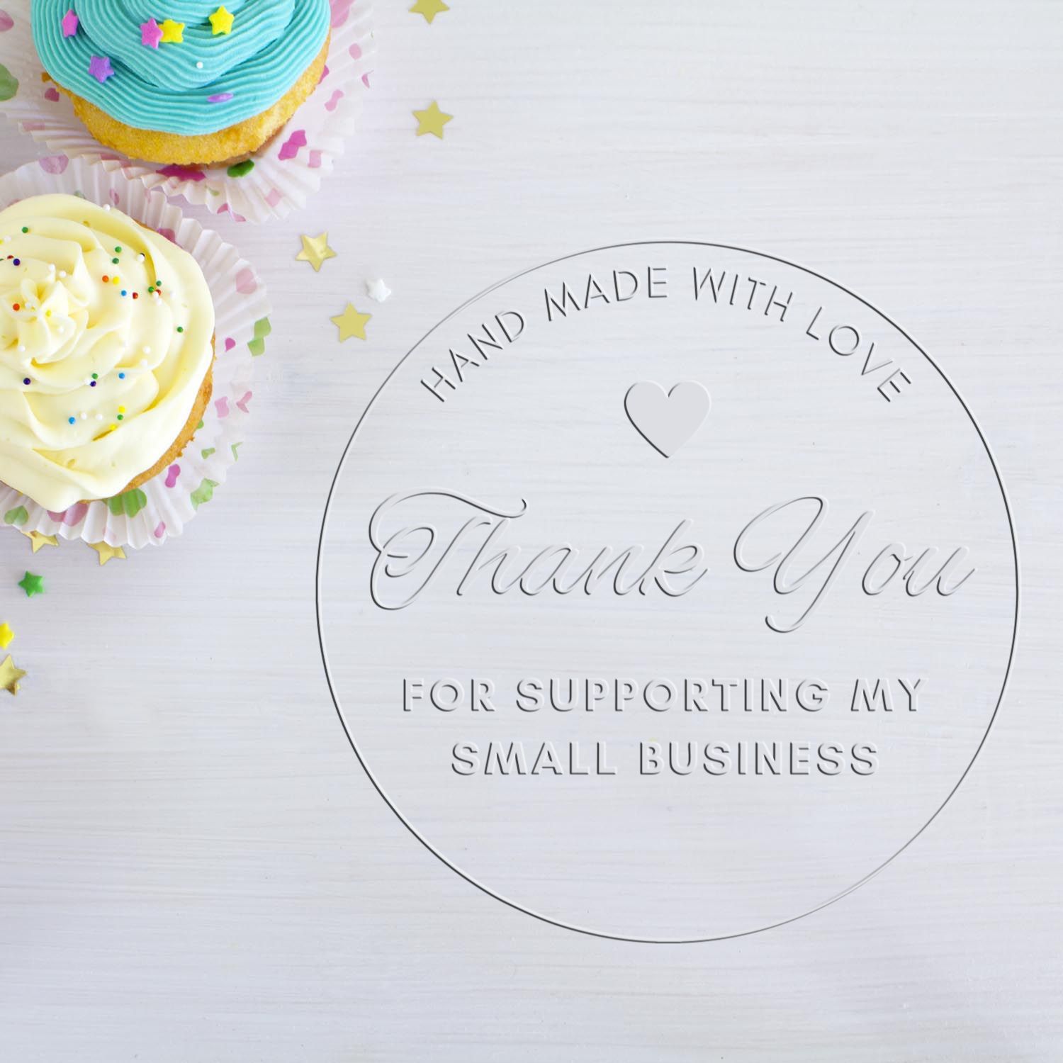 Soft Handmade with Love Heartfelt Gratitude Custom-Made Thank You Stamp Embosser
