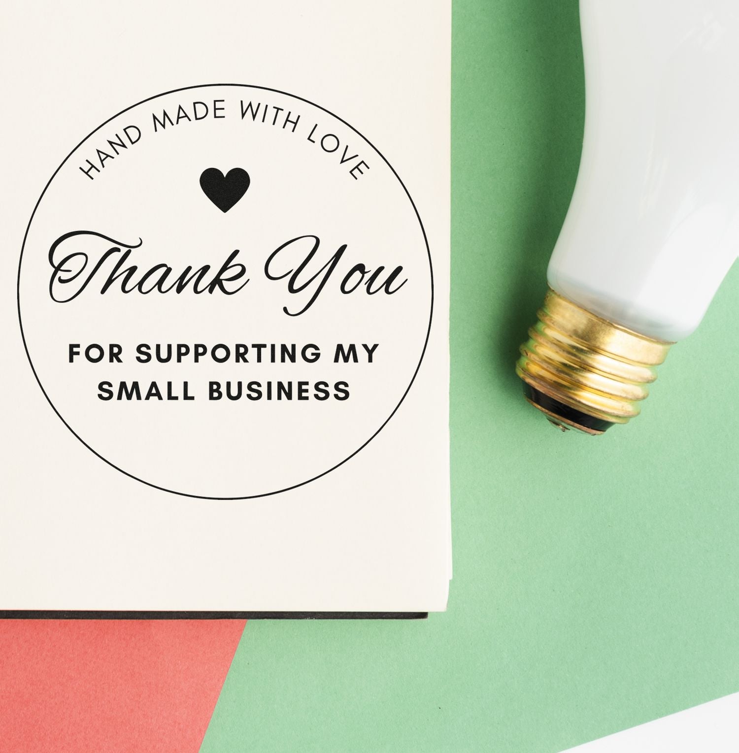 Round Handmade with Love Heartfelt Gratitude Personalized Thank You Stamper
