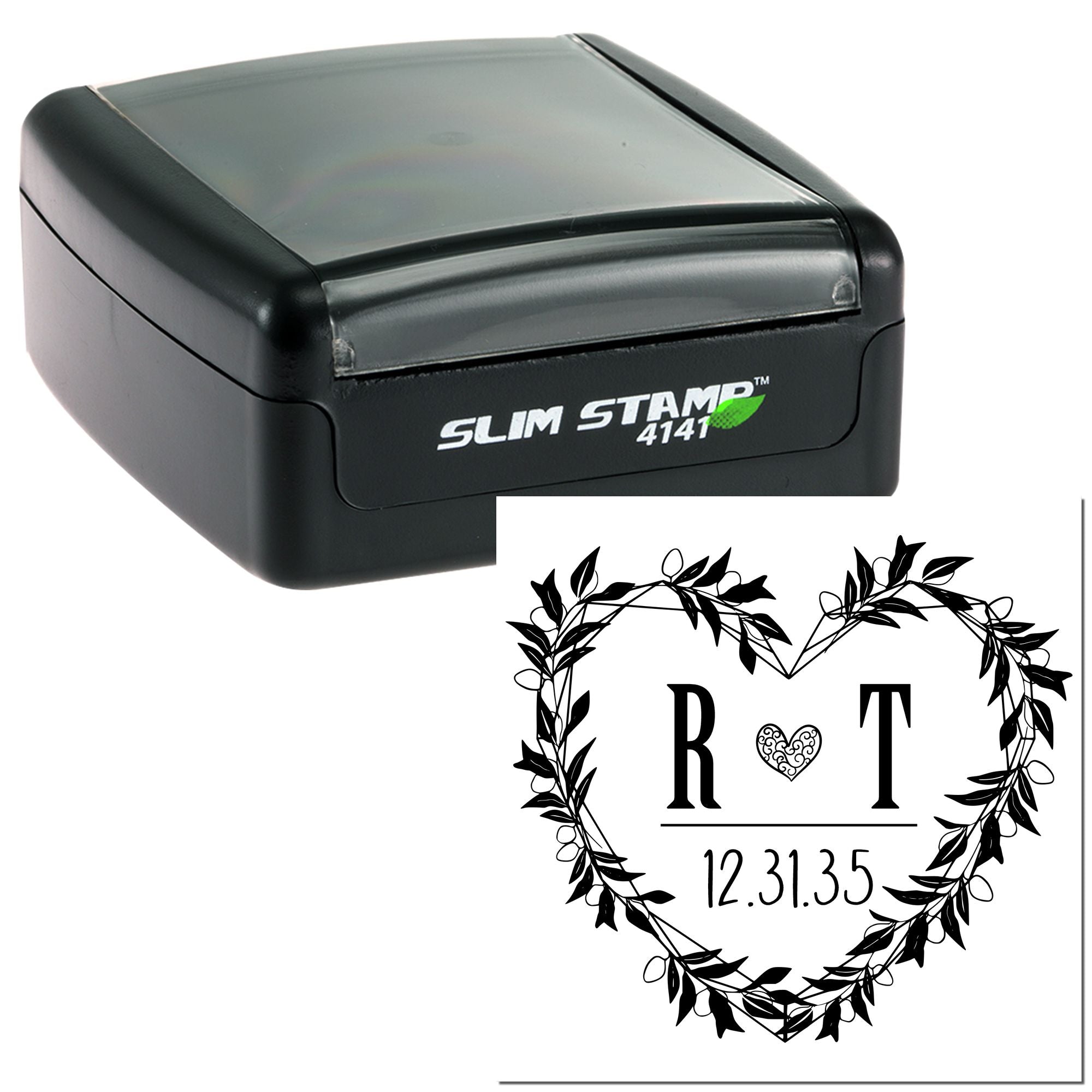 Heartfelt Vines Custom Couple's Monogram Stamp - Engineer Seal Stamps