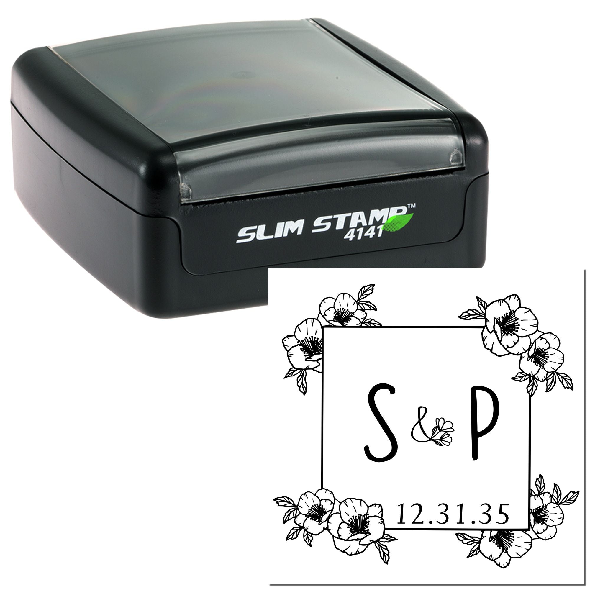 Botanical Grace Custom Initial Wedding Stamp - Engineer Seal Stamps