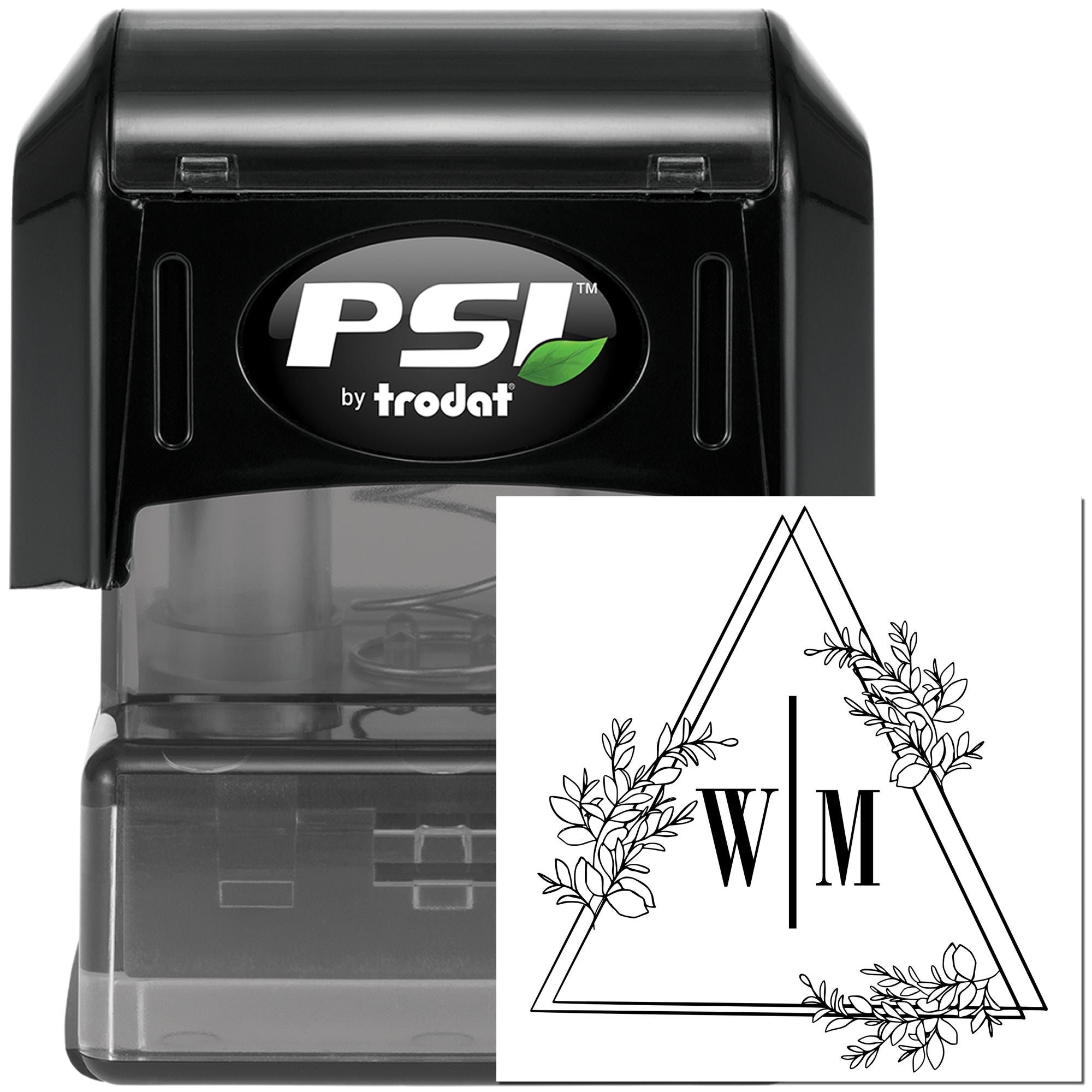 Floral Geometric Elegance Customized Craft Initial Rubber Stamper - Engineer Seal Stamps