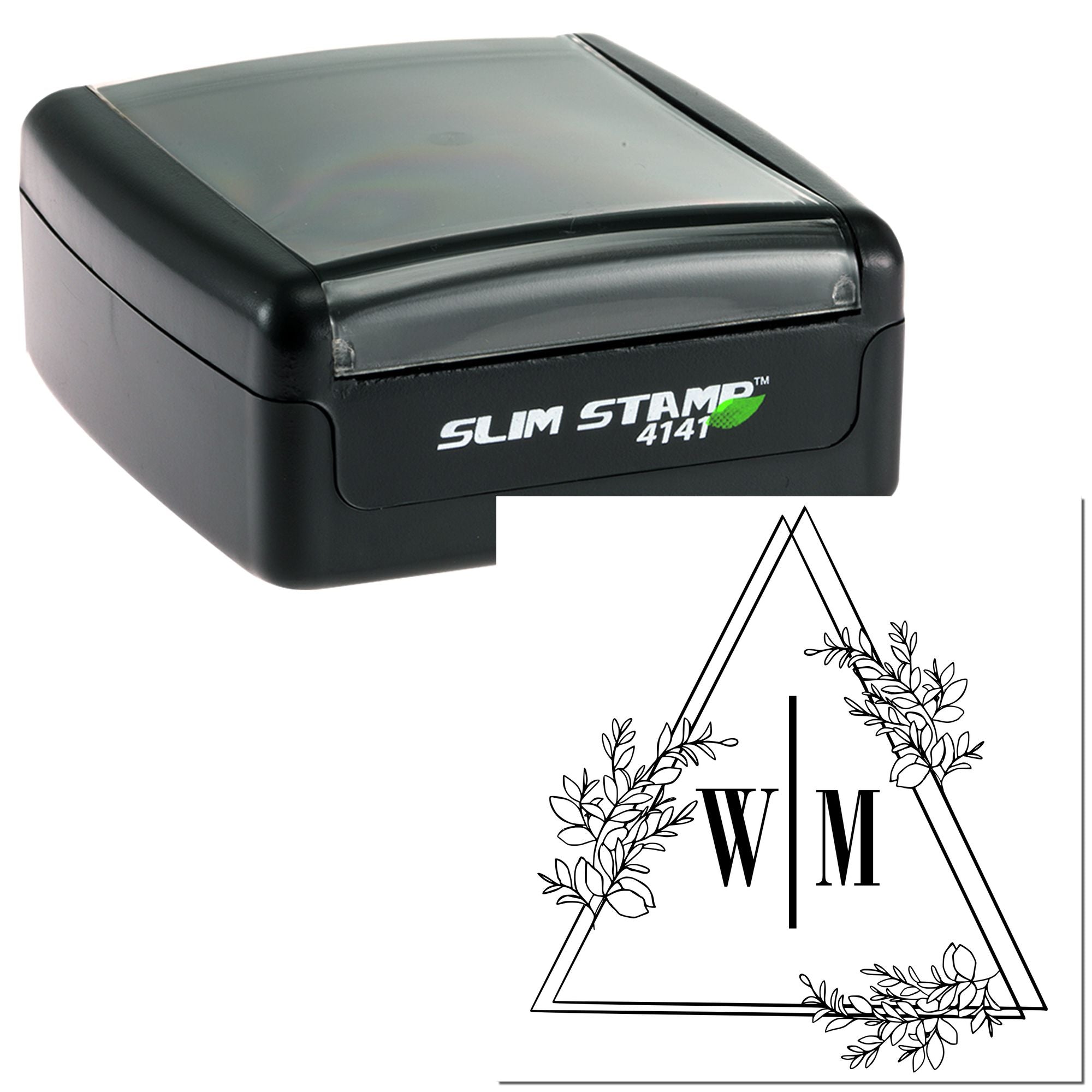 Floral Geometric Elegance Custom Couples' Name Stamp - Engineer Seal Stamps