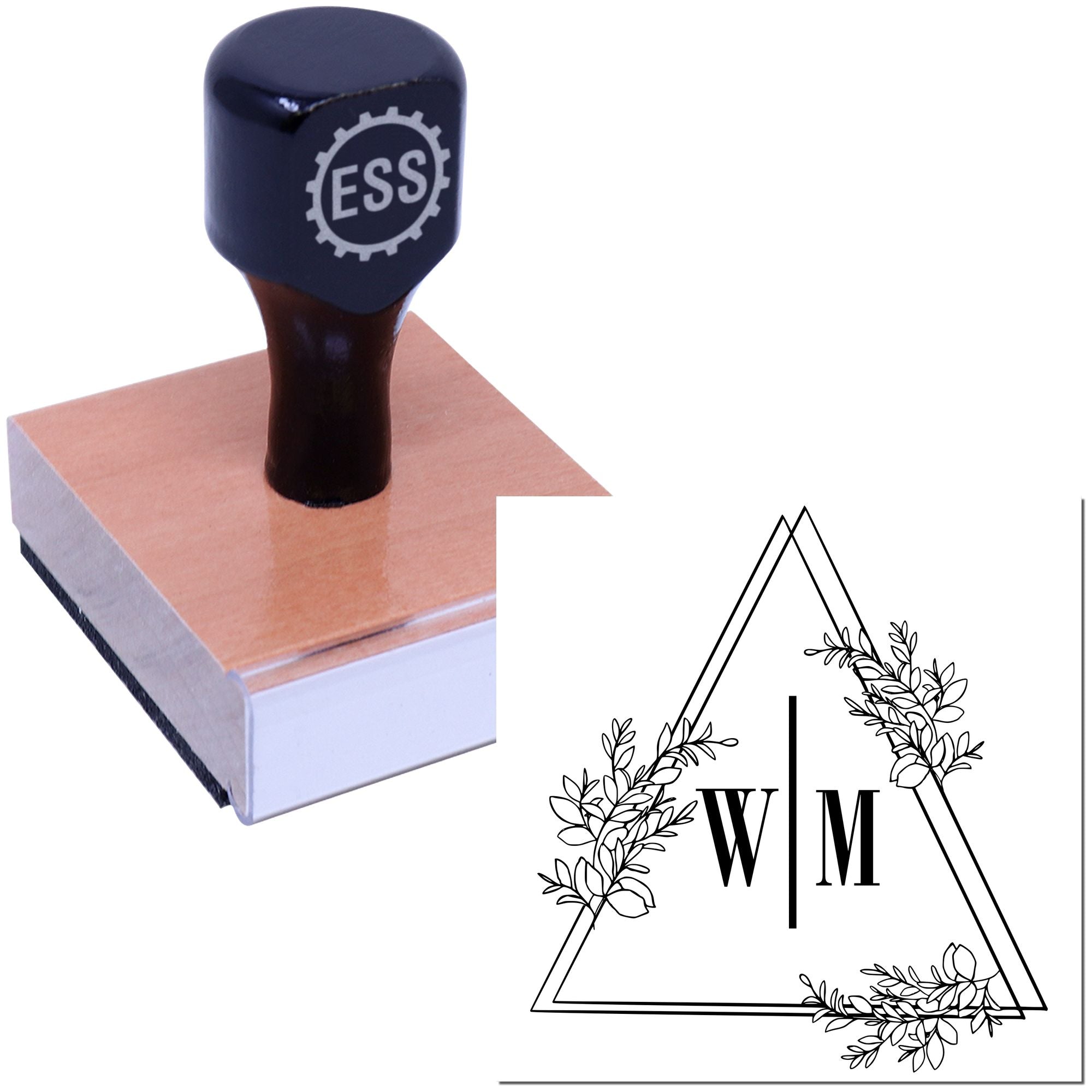 Square Floral Geometric Elegance Initial Wedding Stamp