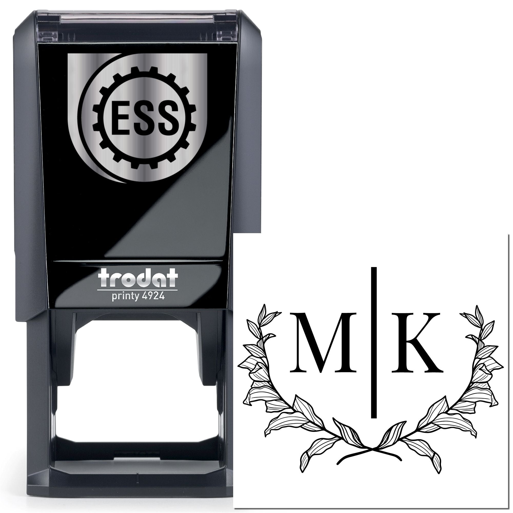 Elegant Laurel Monogram Custom Couples' Name Stamp - Engineer Seal Stamps