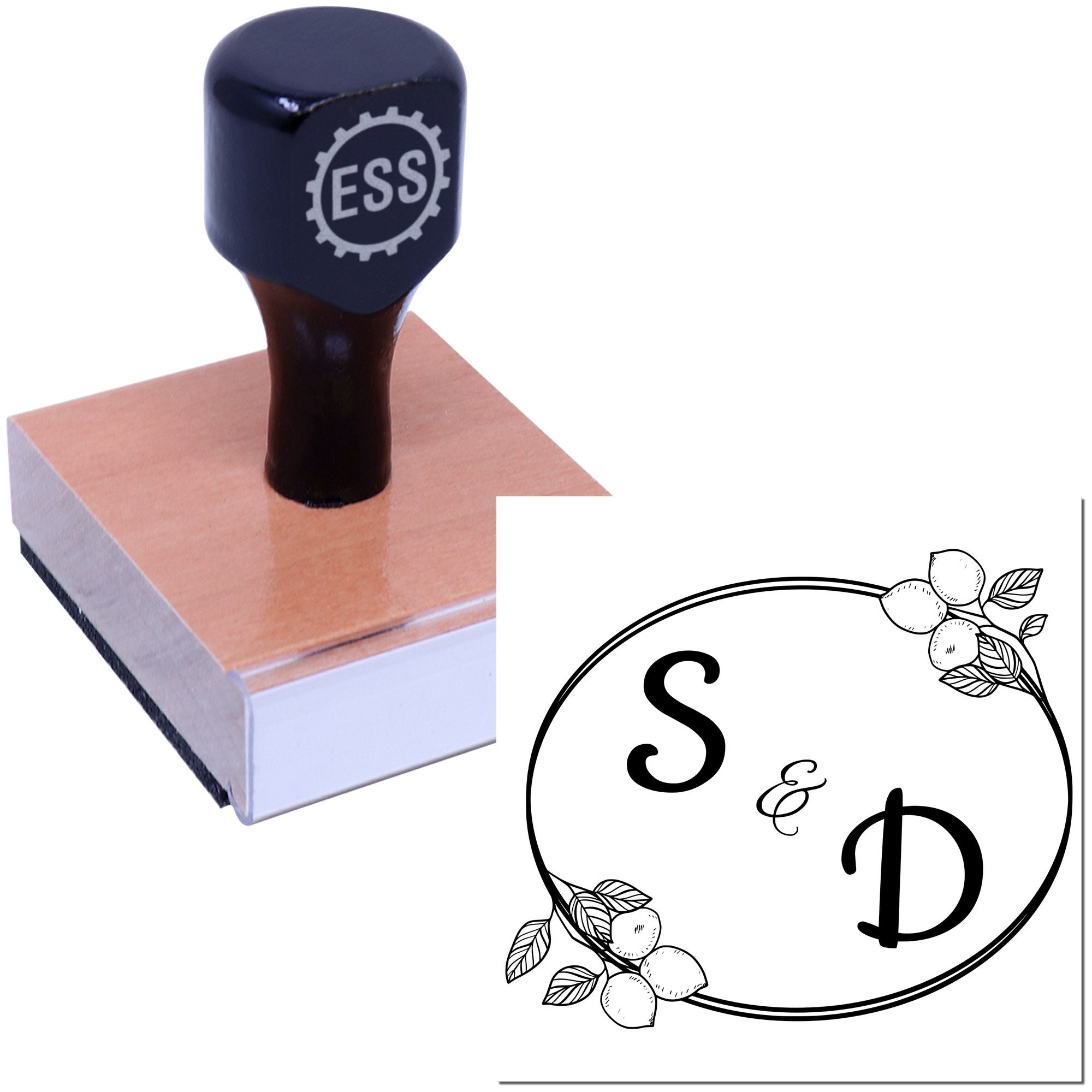 Square Zesty Romance Initials Thank You Initial Stamp