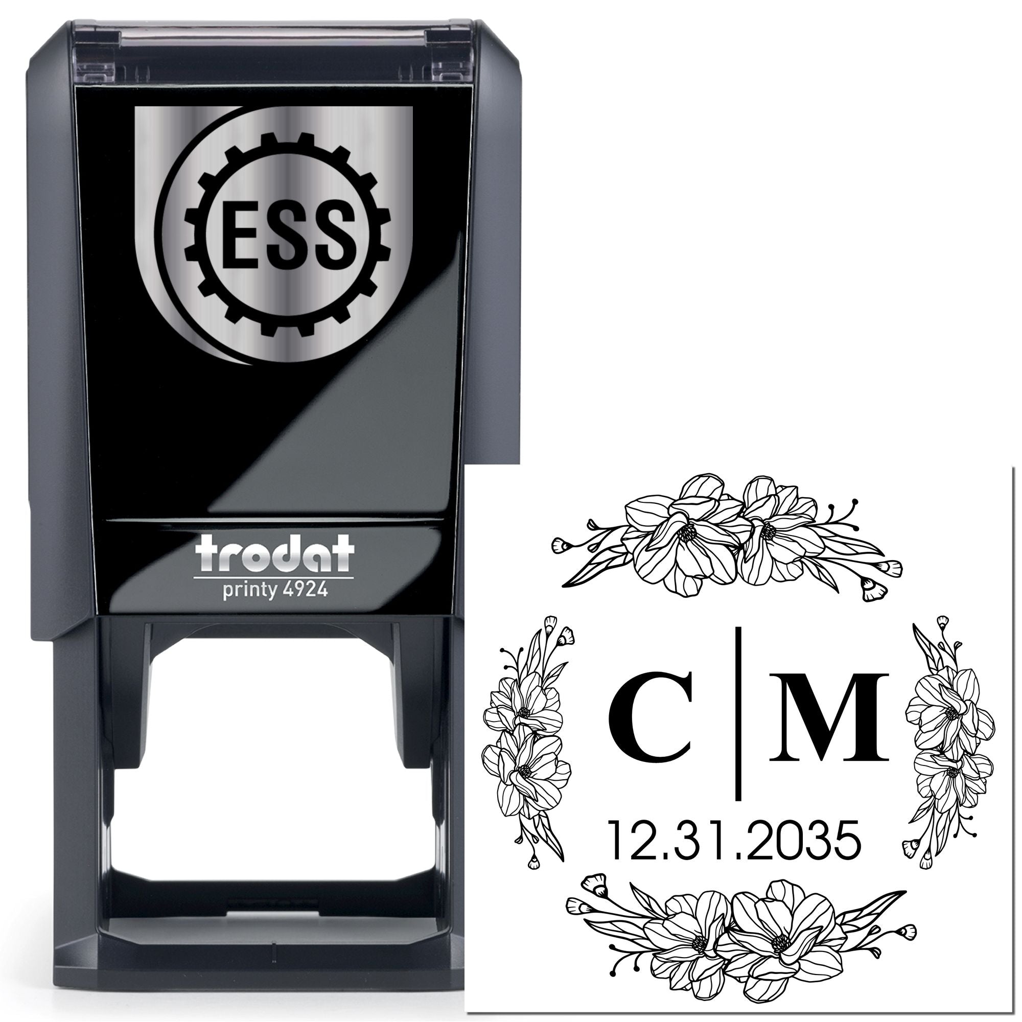 Botanical Grace Custom Monogram Letter Stamper - Engineer Seal Stamps