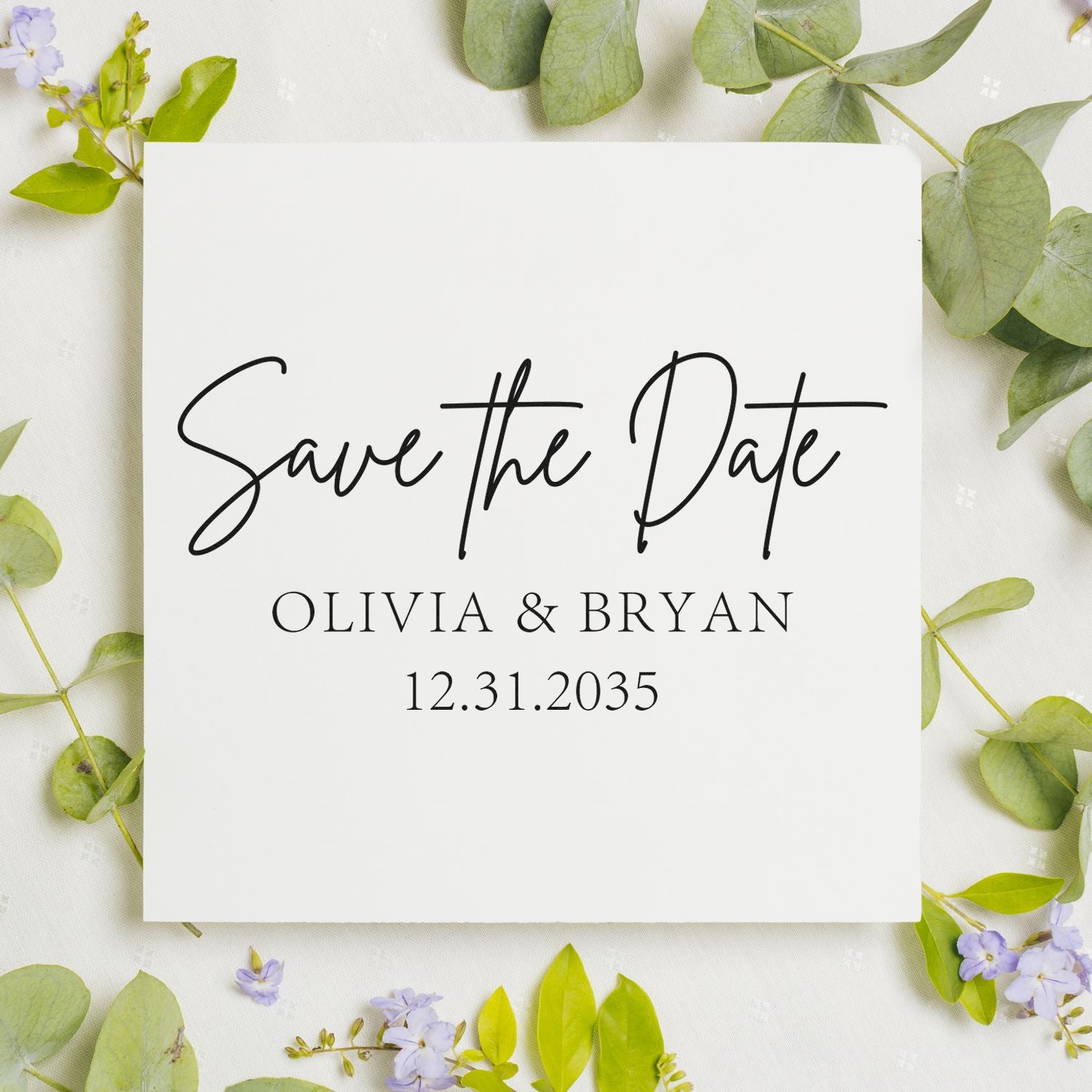 Square Elegant Save the Date Elegant Monogram Stamp