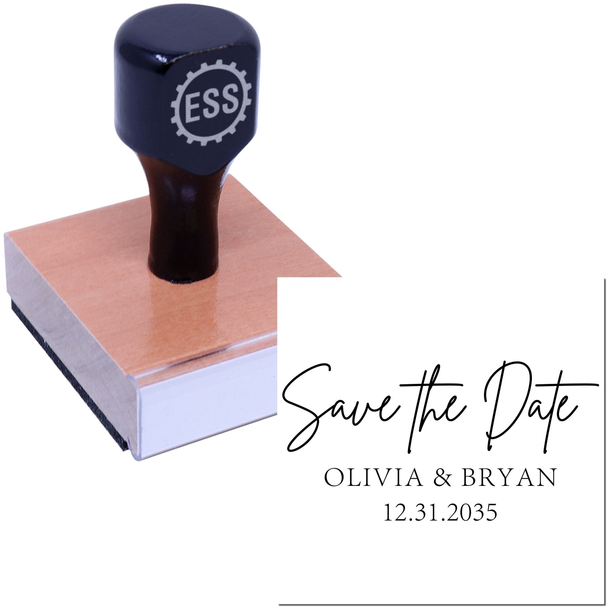 Square Elegant Save the Date Elegant Monogram Stamp