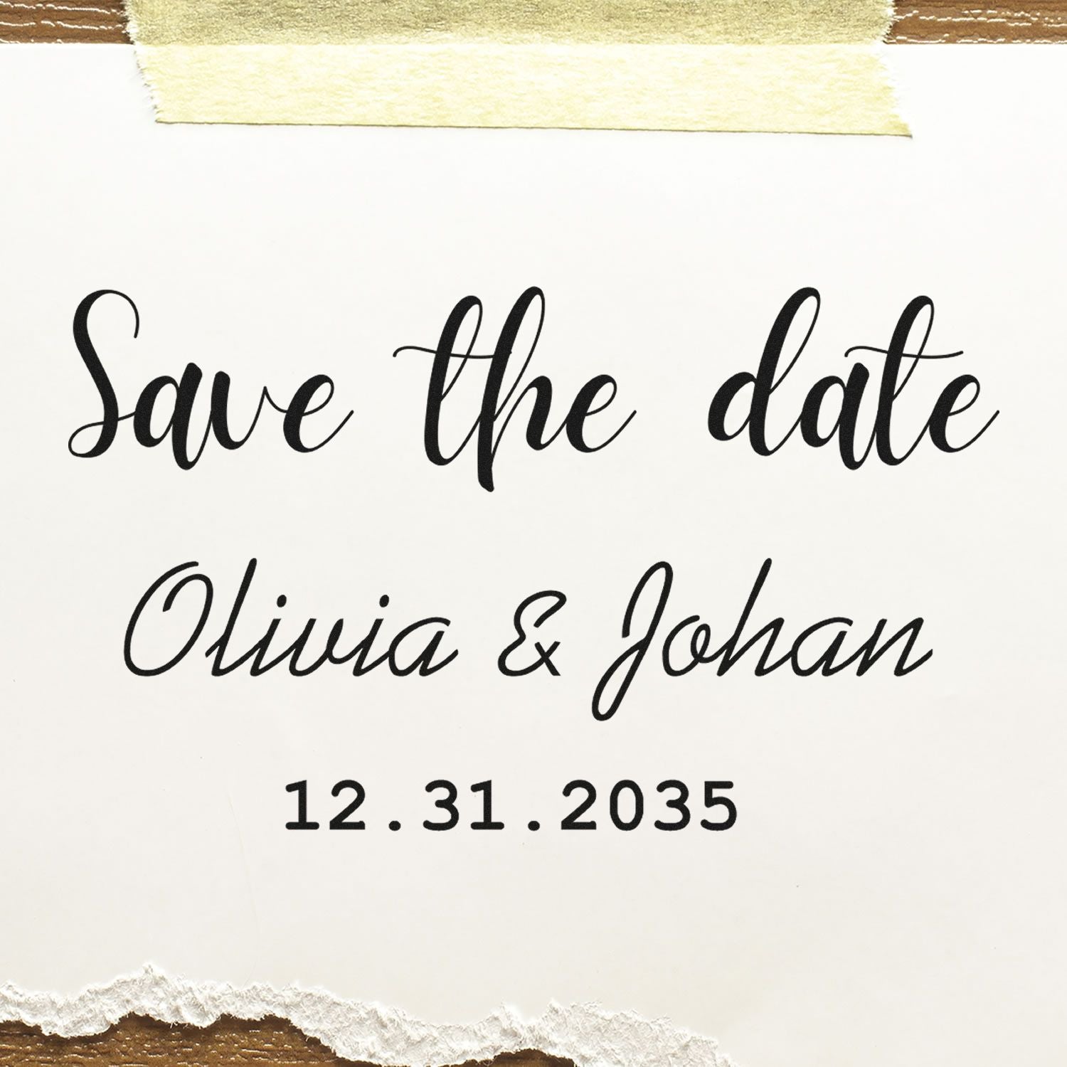 Square Forever Yours Save the Date Decorative Monogram Stamp