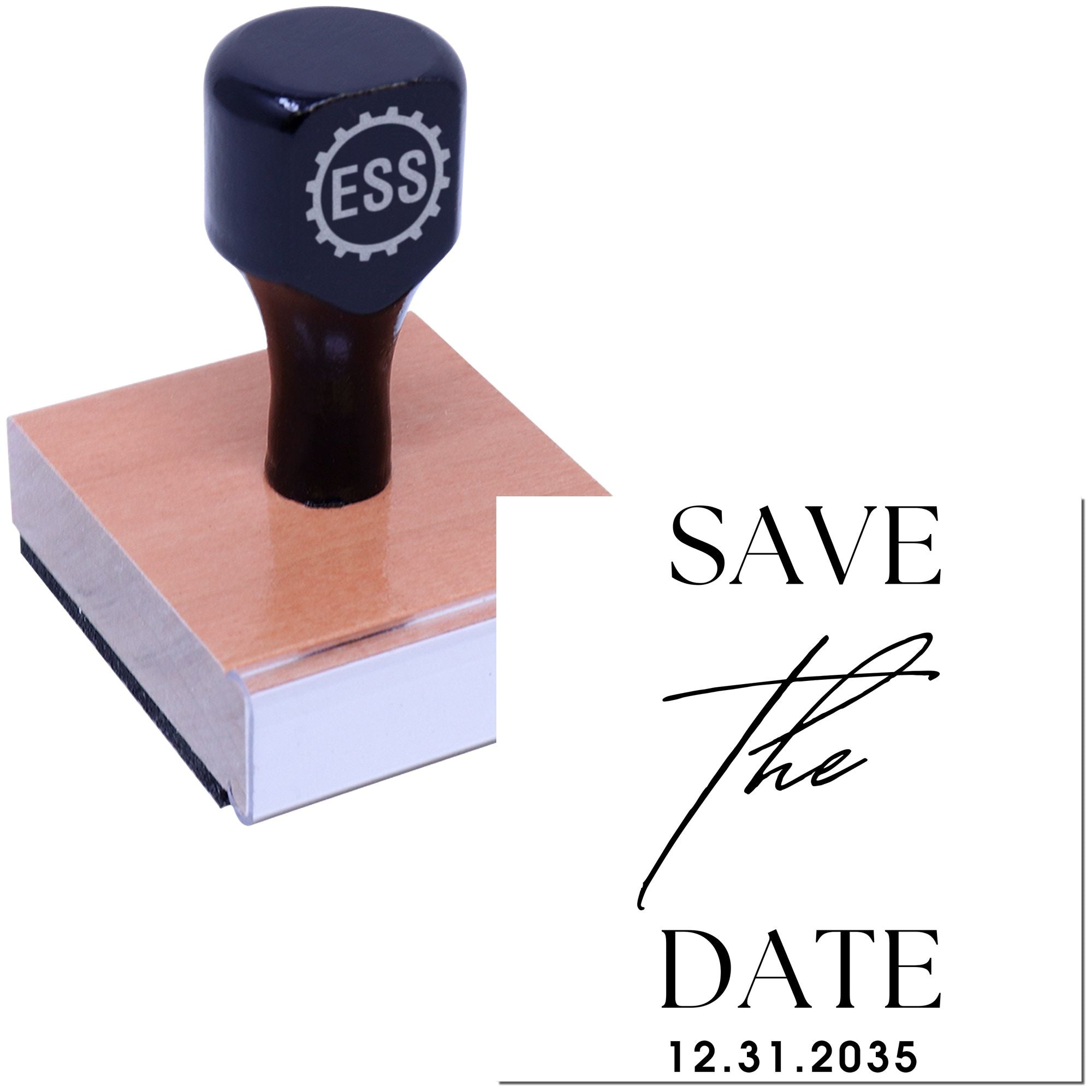 Square Stylish Date Save the Date Classic Initial Stamp