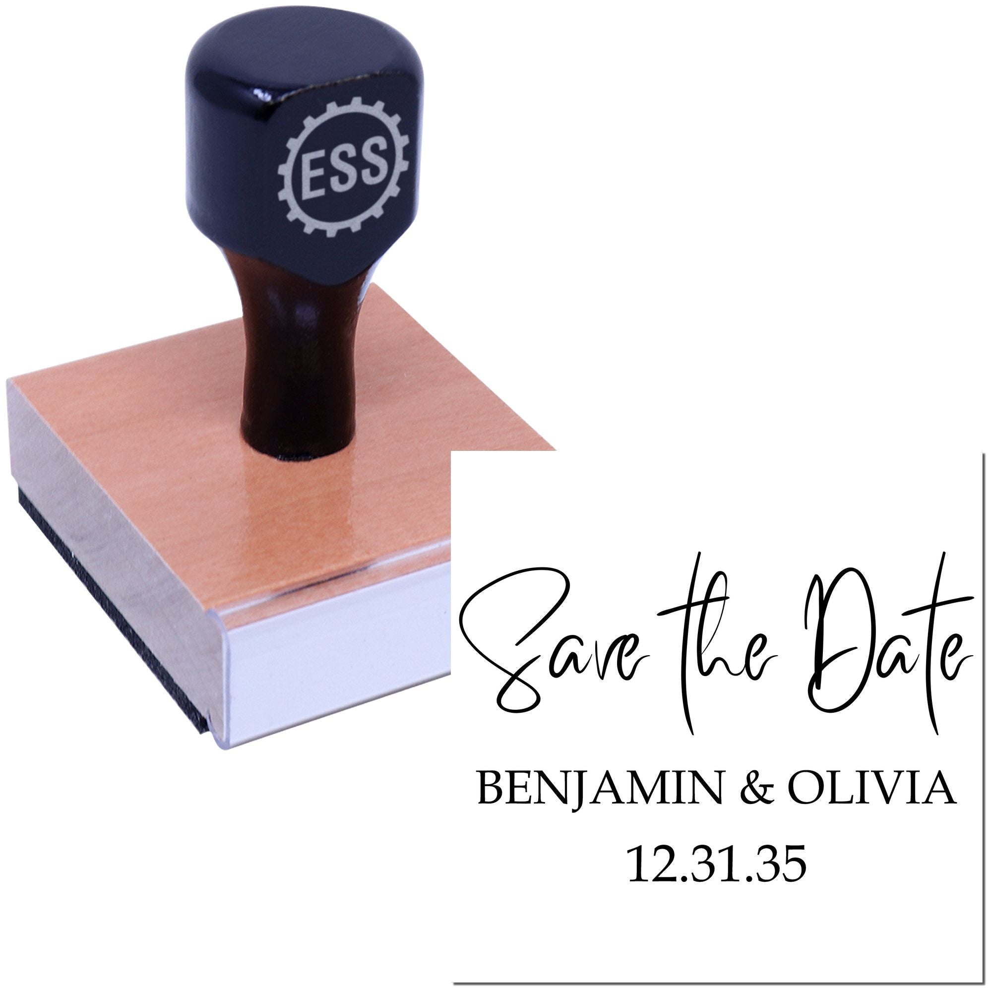 Square Elegant Love Reminder Save the Date Diy Monogram Stamp