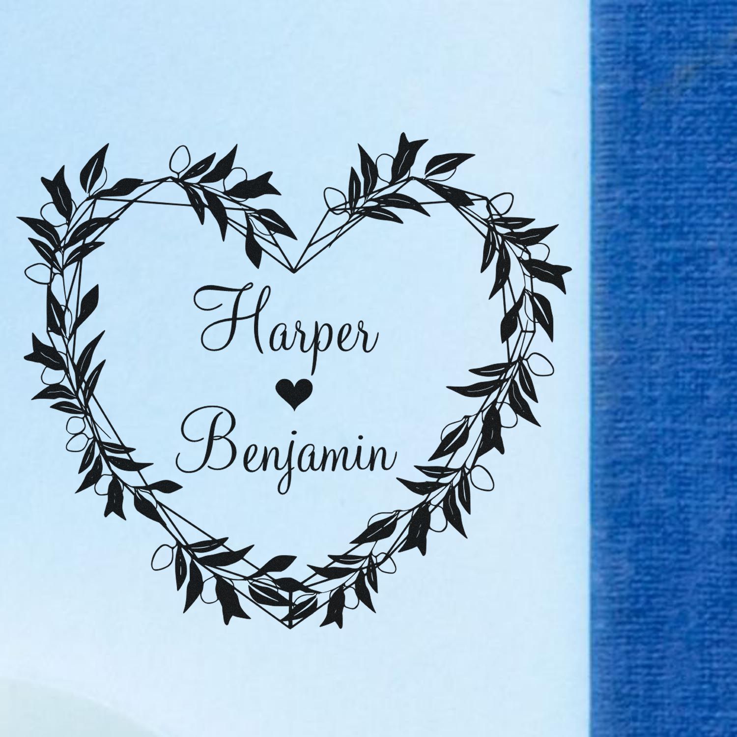 Square Love's Leafy Embrace Monogram Couples' Stamp