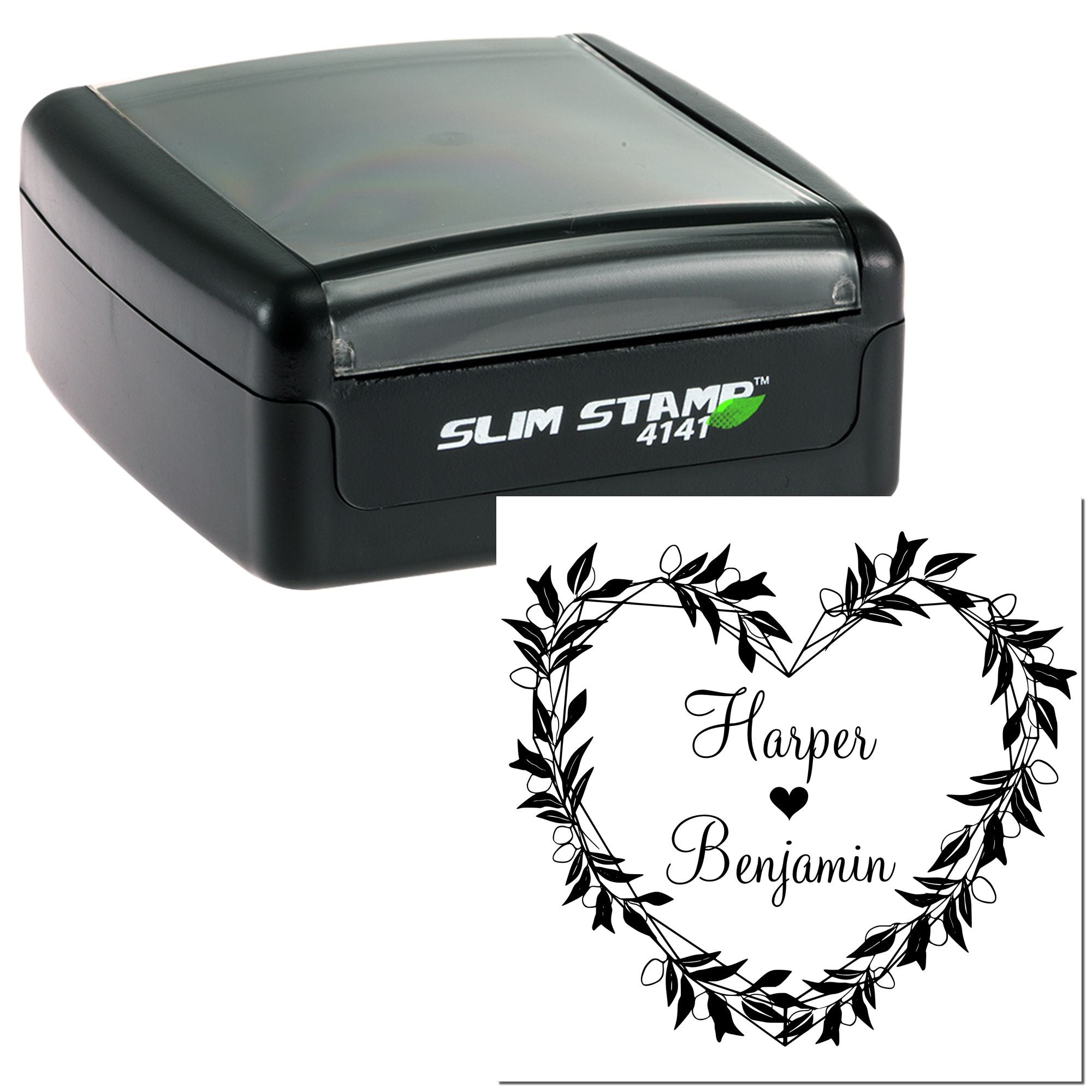 Love's Leafy Embrace Custom Wedding Stamp - Engineer Seal Stamps