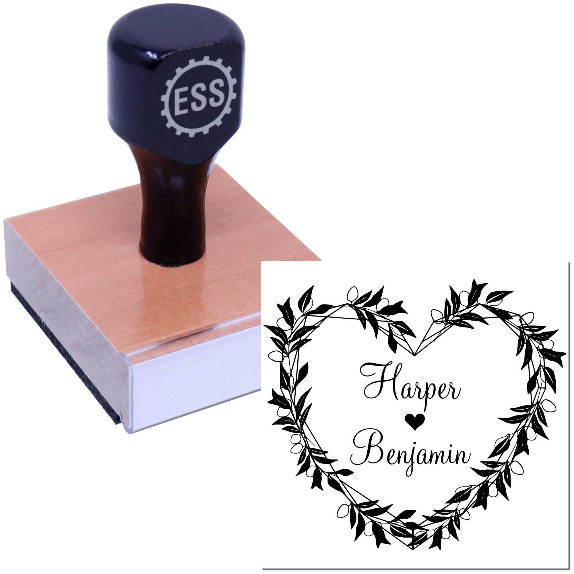 Square Love's Leafy Embrace Monogram Couples' Stamp