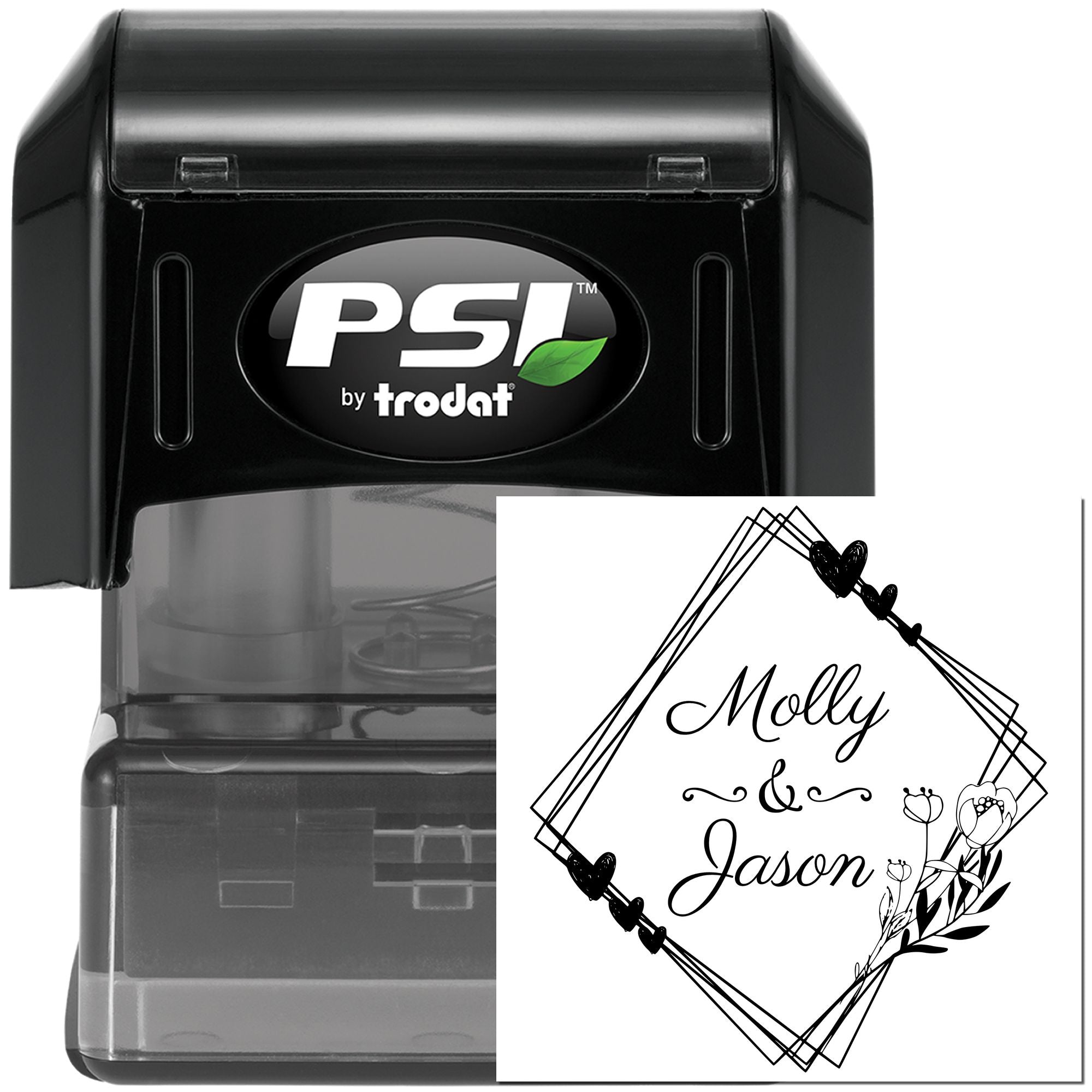 Heartfelt Blossoms Personalized Monogram Initial Stamper - Engineer Seal Stamps