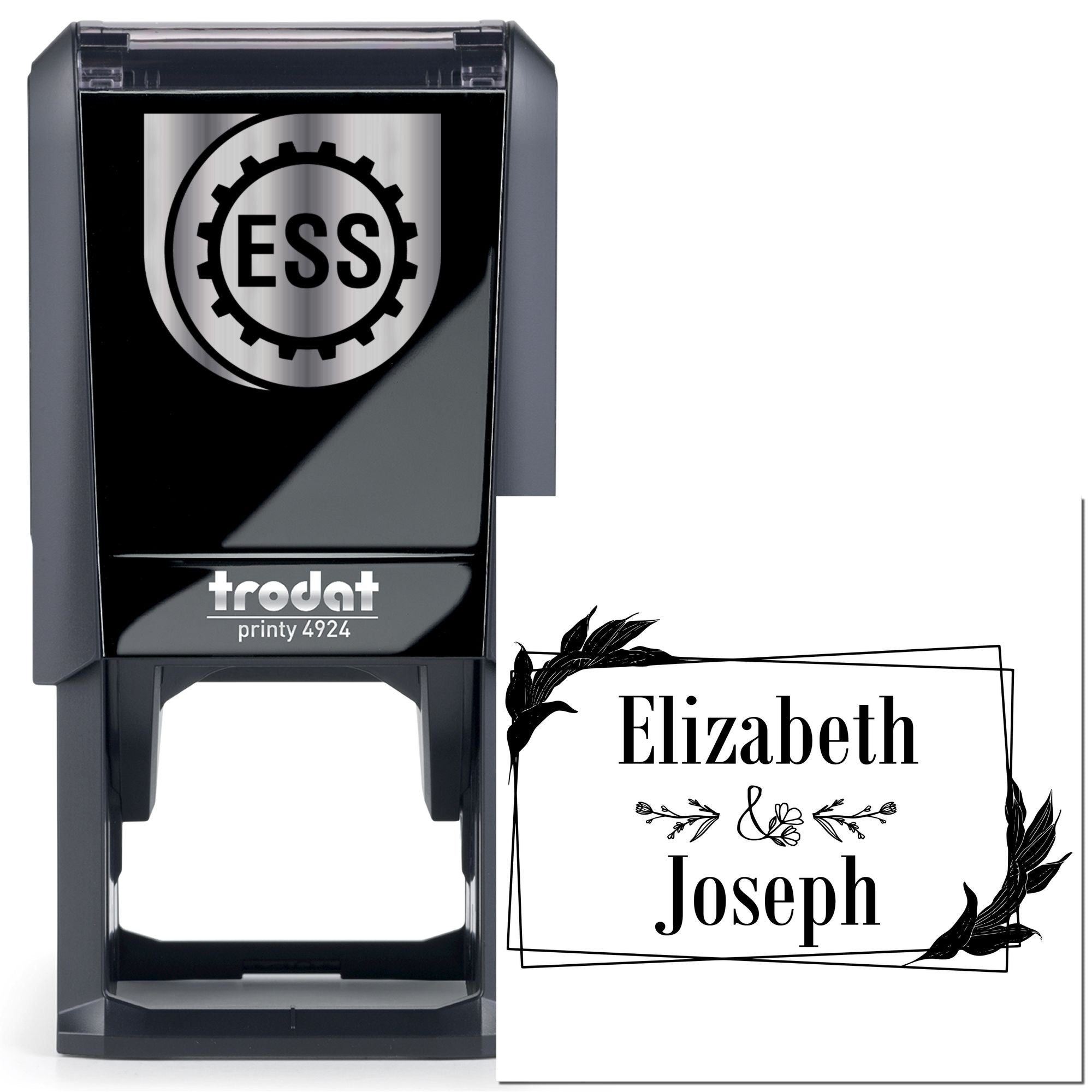 Elegant Blooms Custom Modern Initial Stamp - Engineer Seal Stamps