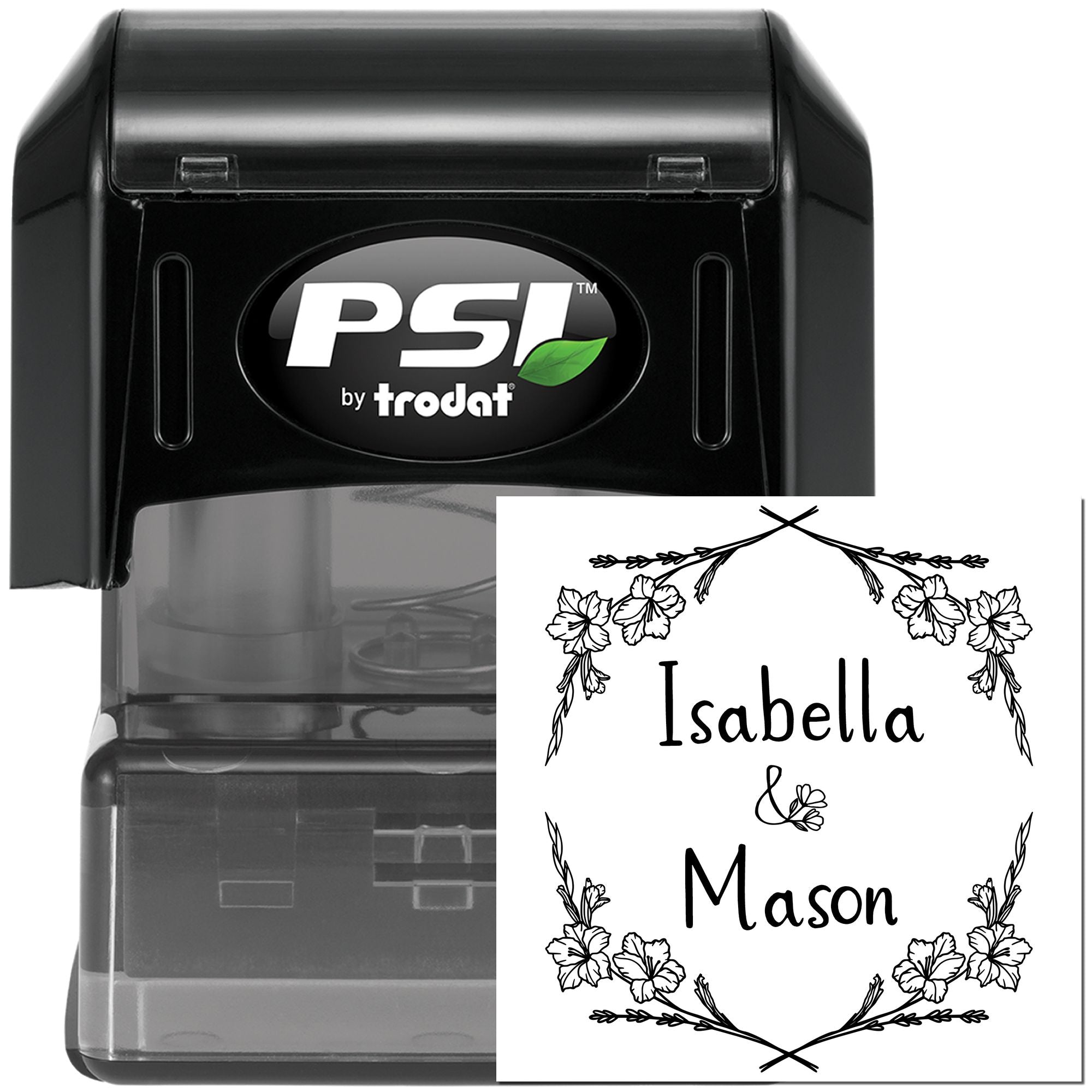 Blooming Charm Personalized Couples' Name Stamp - Engineer Seal Stamps